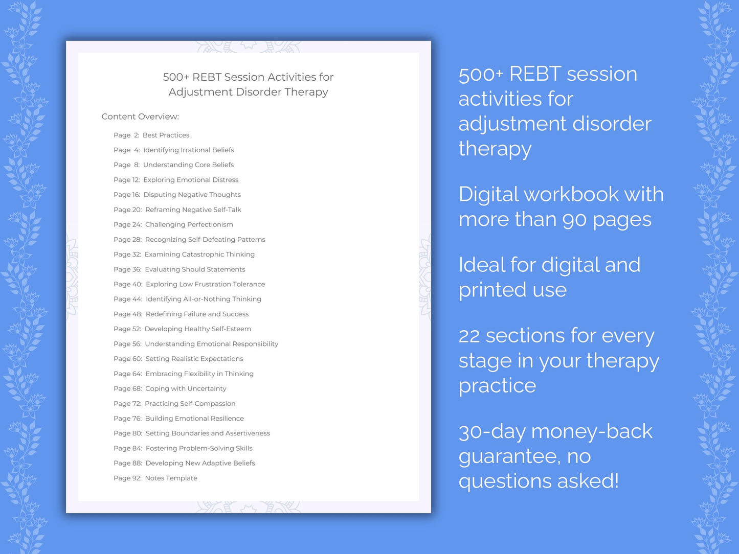Adjustment Disorder Rational Emotive Behavior Therapy (REBT) Therapist Worksheets