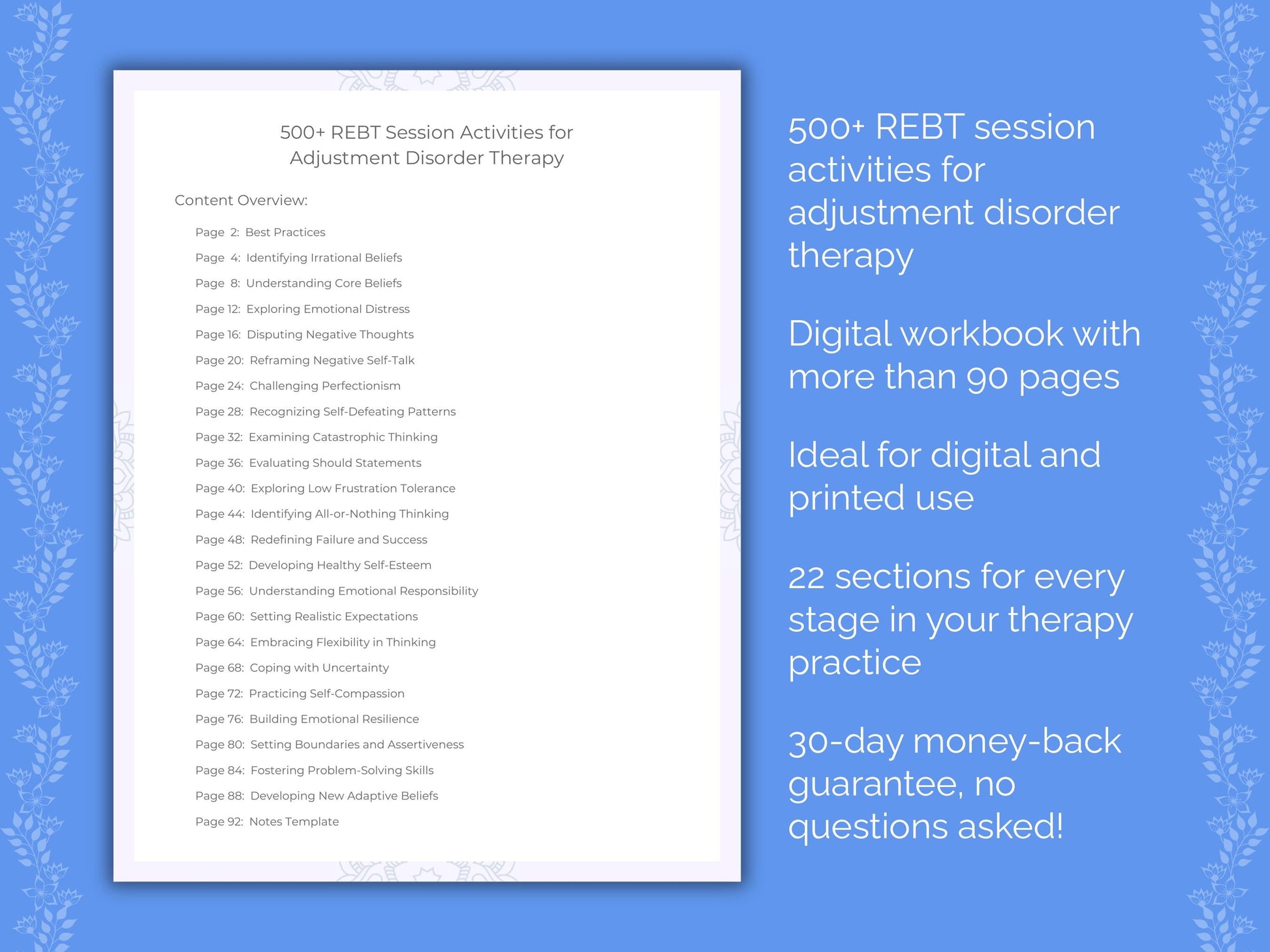 Adjustment Disorder Rational Emotive Behavior Therapy (REBT) Therapist Worksheets