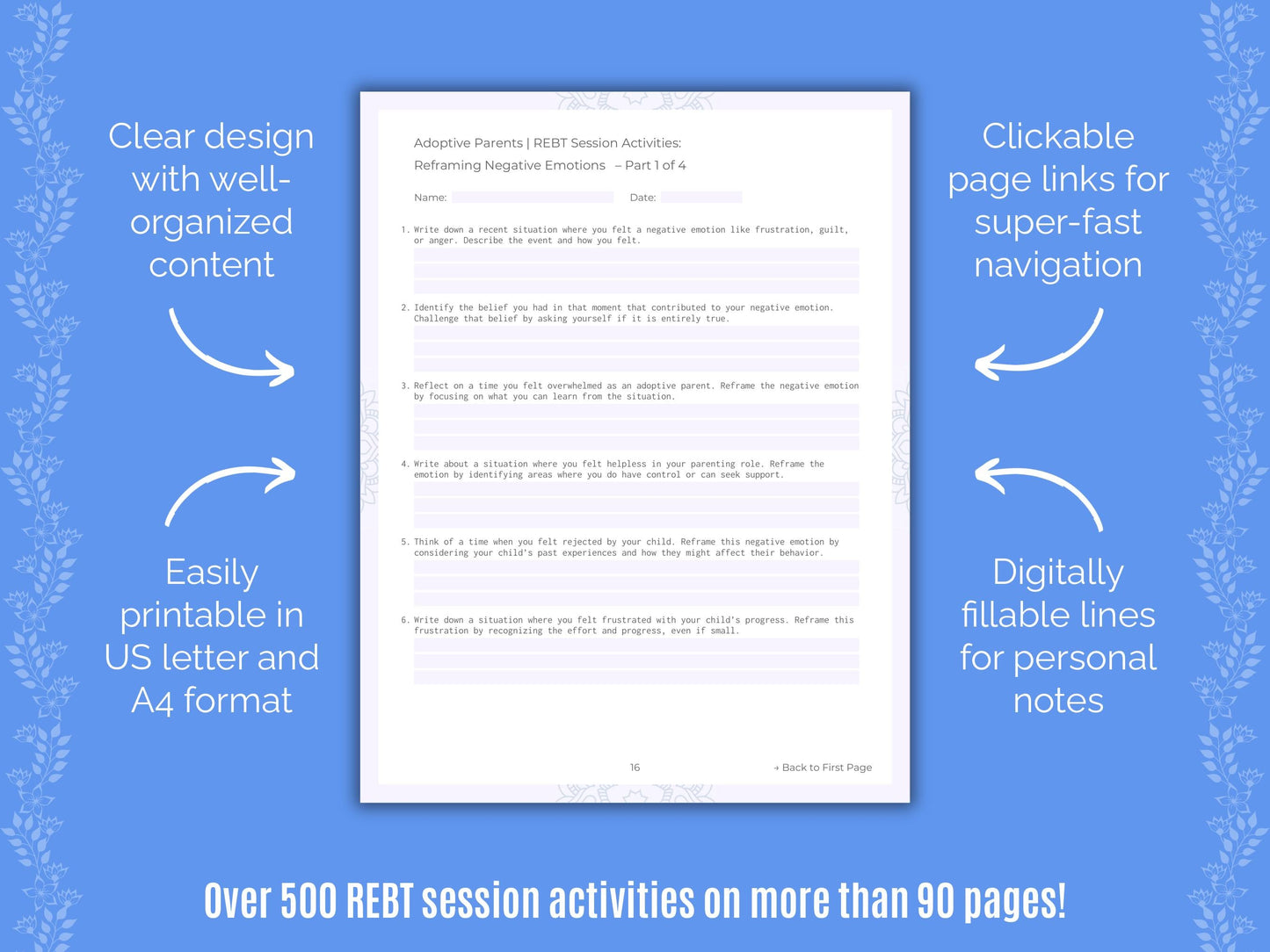 Adoptive Parents Rational Emotive Behavior Therapy (REBT) Counseling Templates