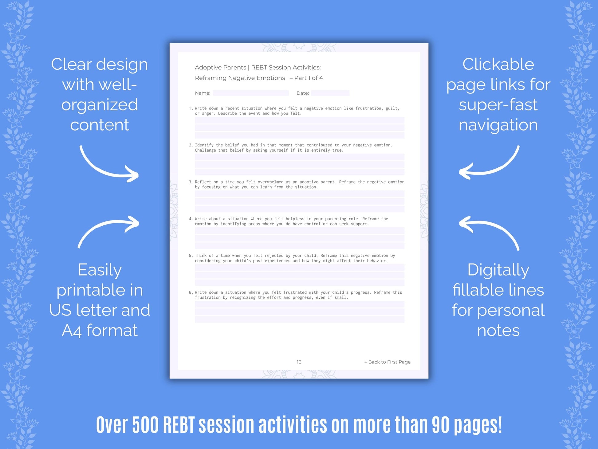 Adoptive Parents Rational Emotive Behavior Therapy (REBT) Counseling Templates