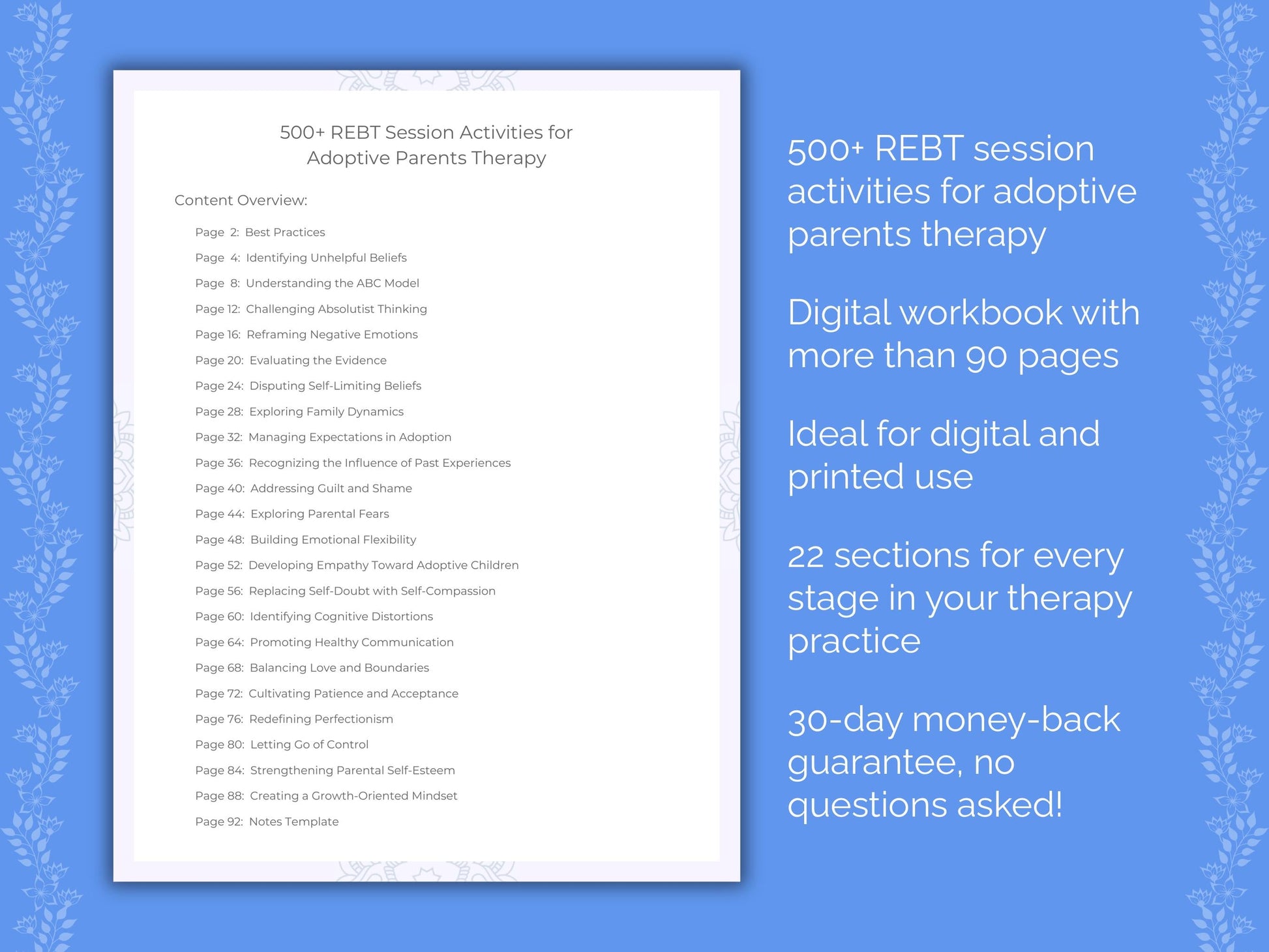 Adoptive Parents Rational Emotive Behavior Therapy (REBT) Therapist Worksheets