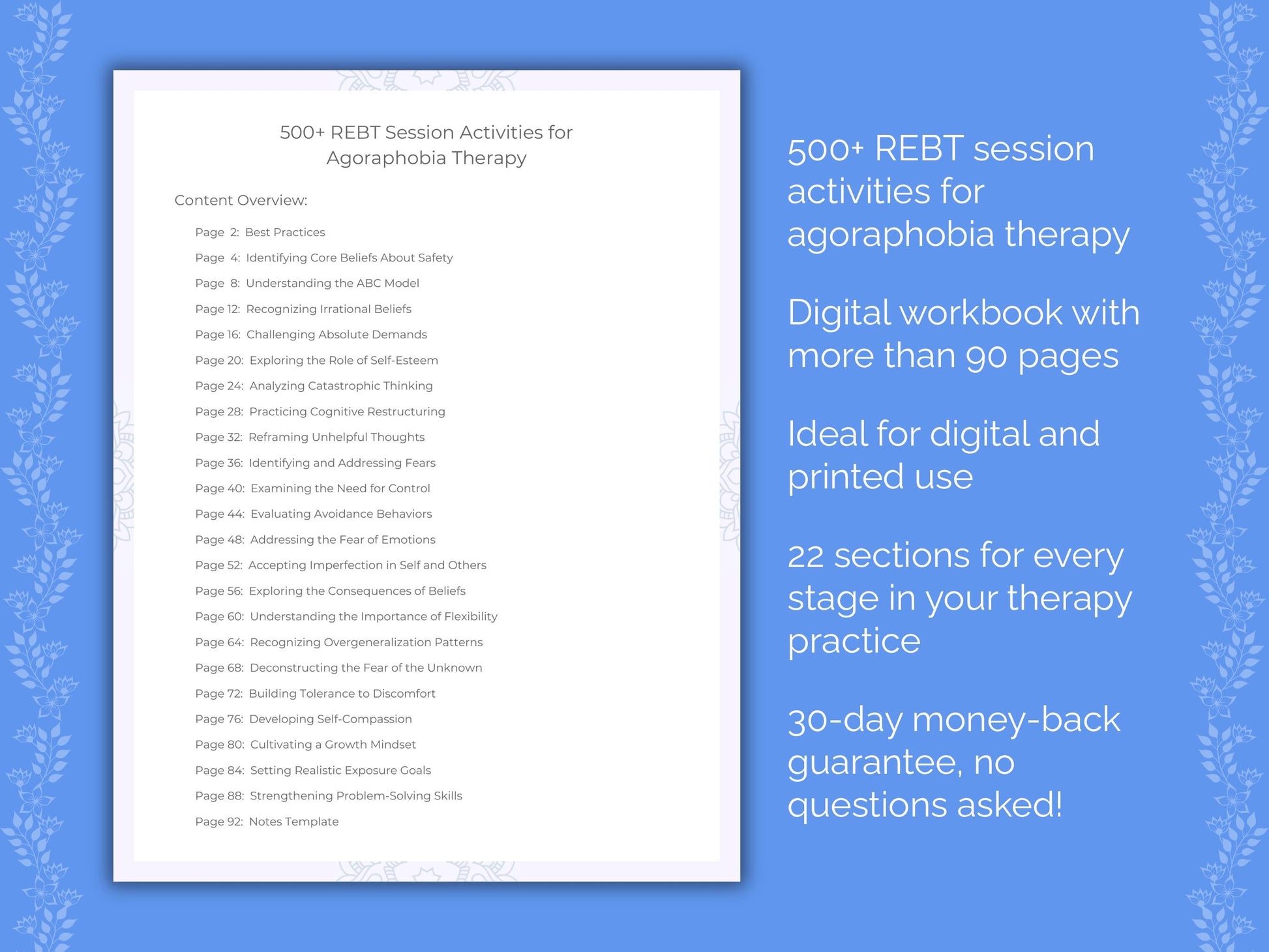 Agoraphobia Rational Emotive Behavior Therapy (REBT) Therapist Worksheets
