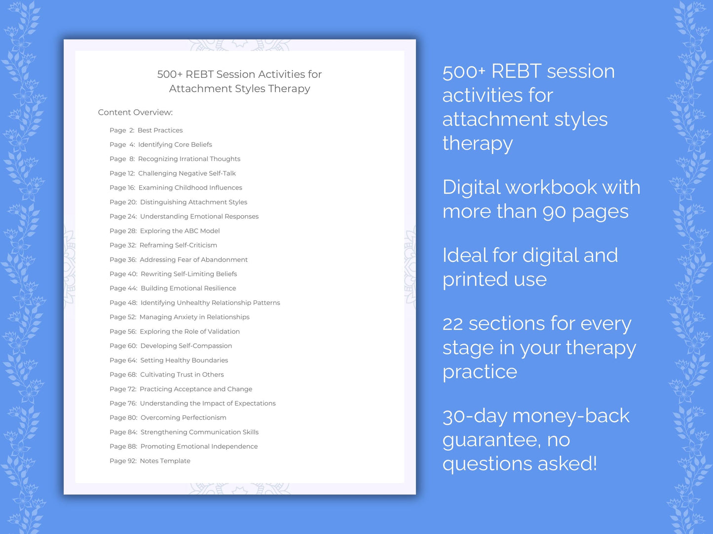 Attachment Styles Rational Emotive Behavior Therapy (REBT) Therapist Worksheets