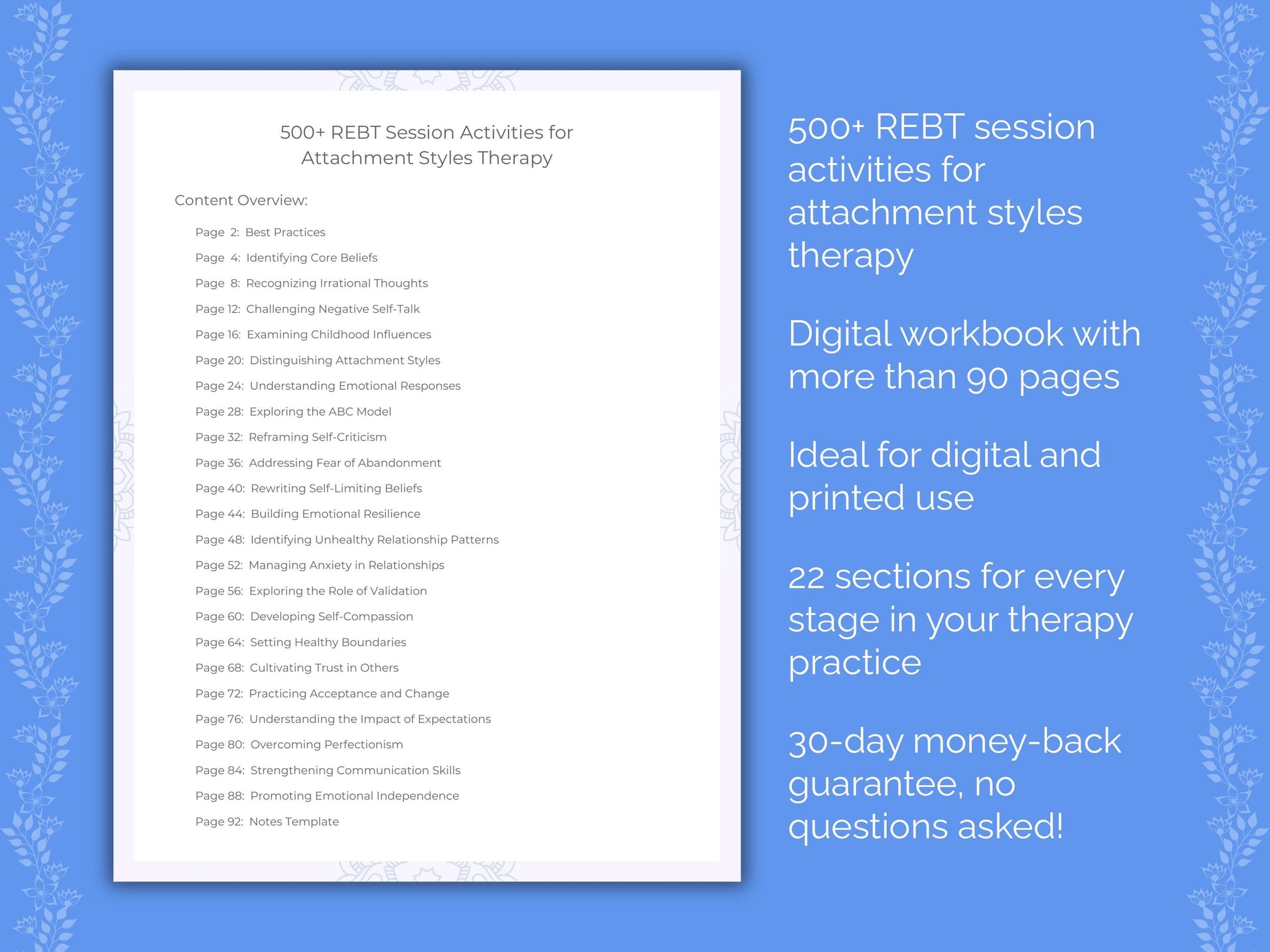 Attachment Styles Rational Emotive Behavior Therapy (REBT) Therapist Worksheets