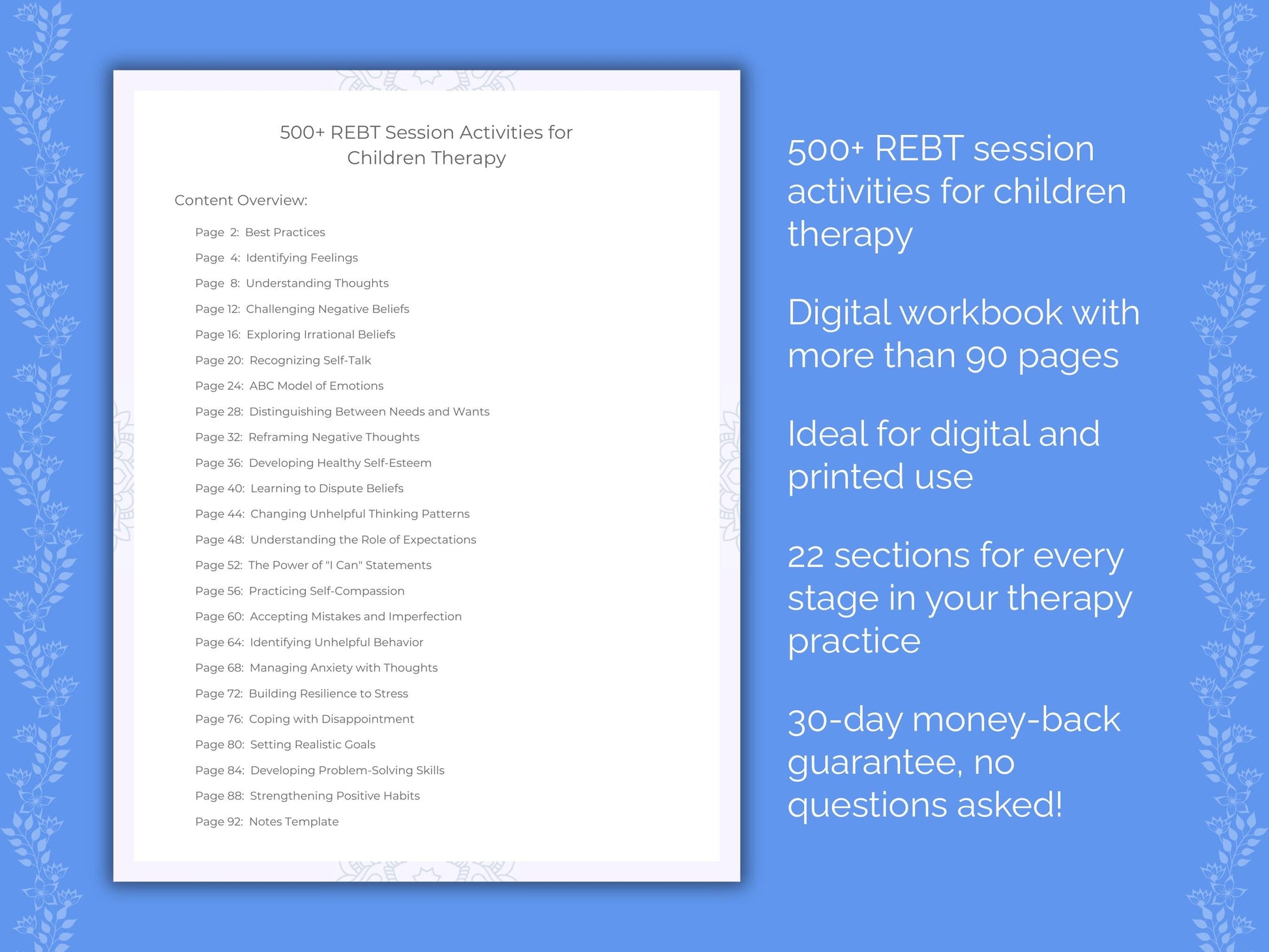 Children Rational Emotive Behavior Therapy (REBT) Therapist Worksheets