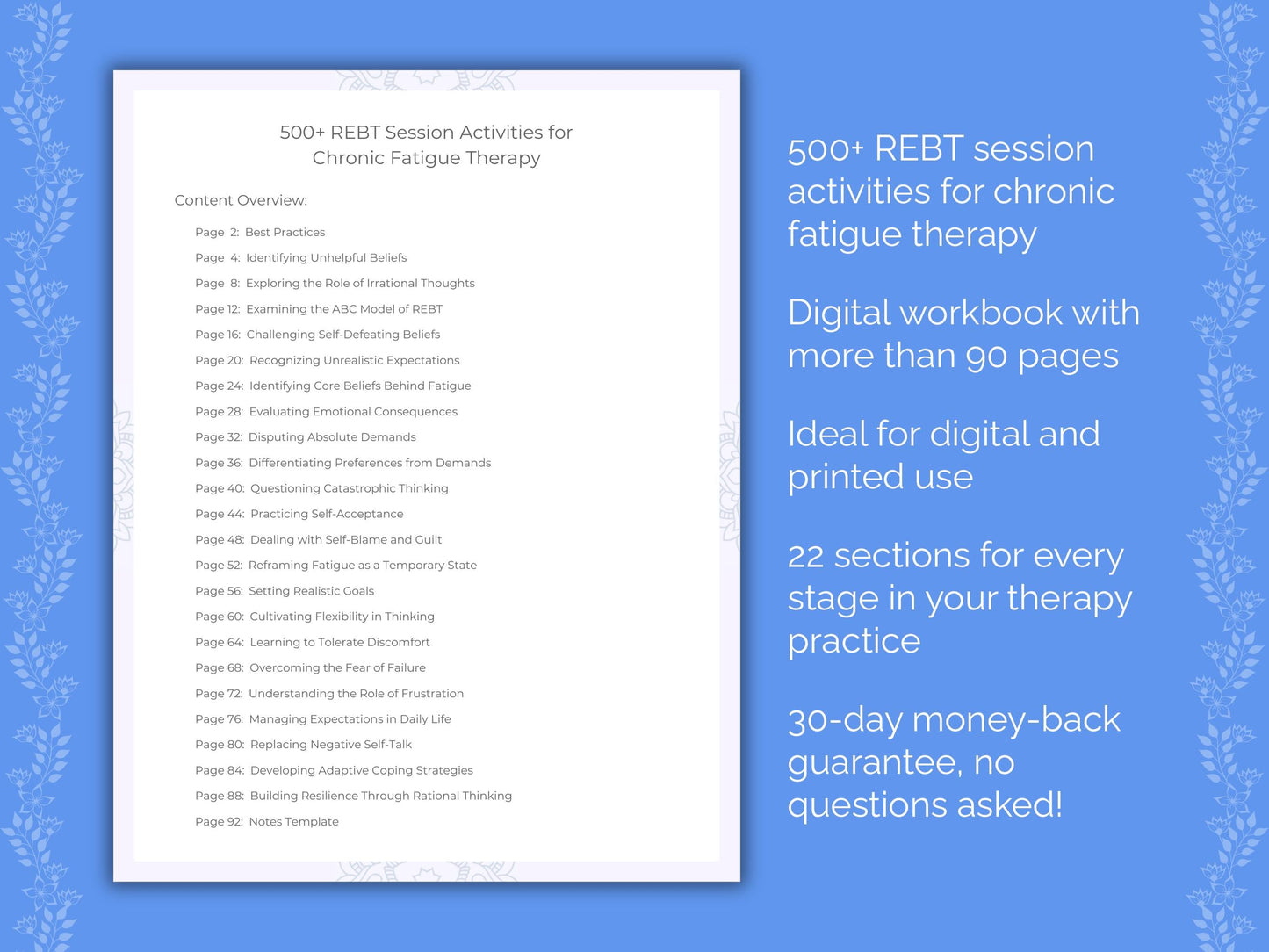 Chronic Fatigue Rational Emotive Behavior Therapy (REBT) Therapist Worksheets