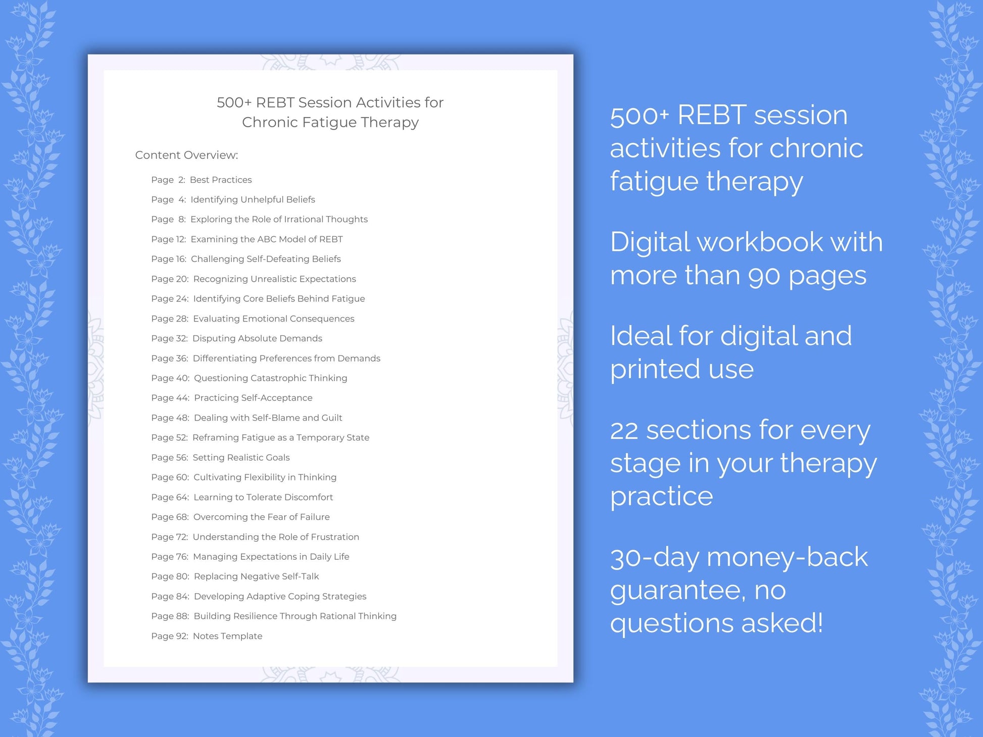 Chronic Fatigue Rational Emotive Behavior Therapy (REBT) Therapist Worksheets