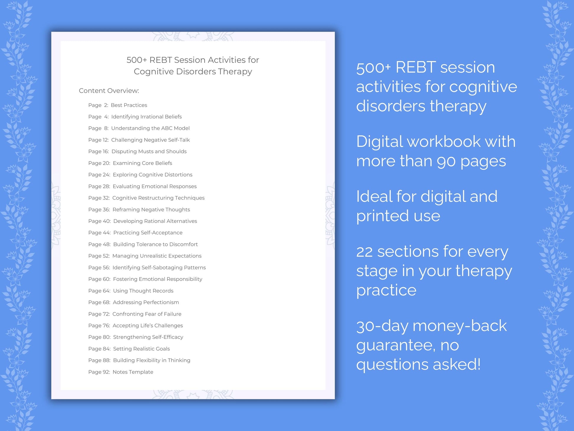 Cognitive Disorders Rational Emotive Behavior Therapy (REBT) Therapist Worksheets