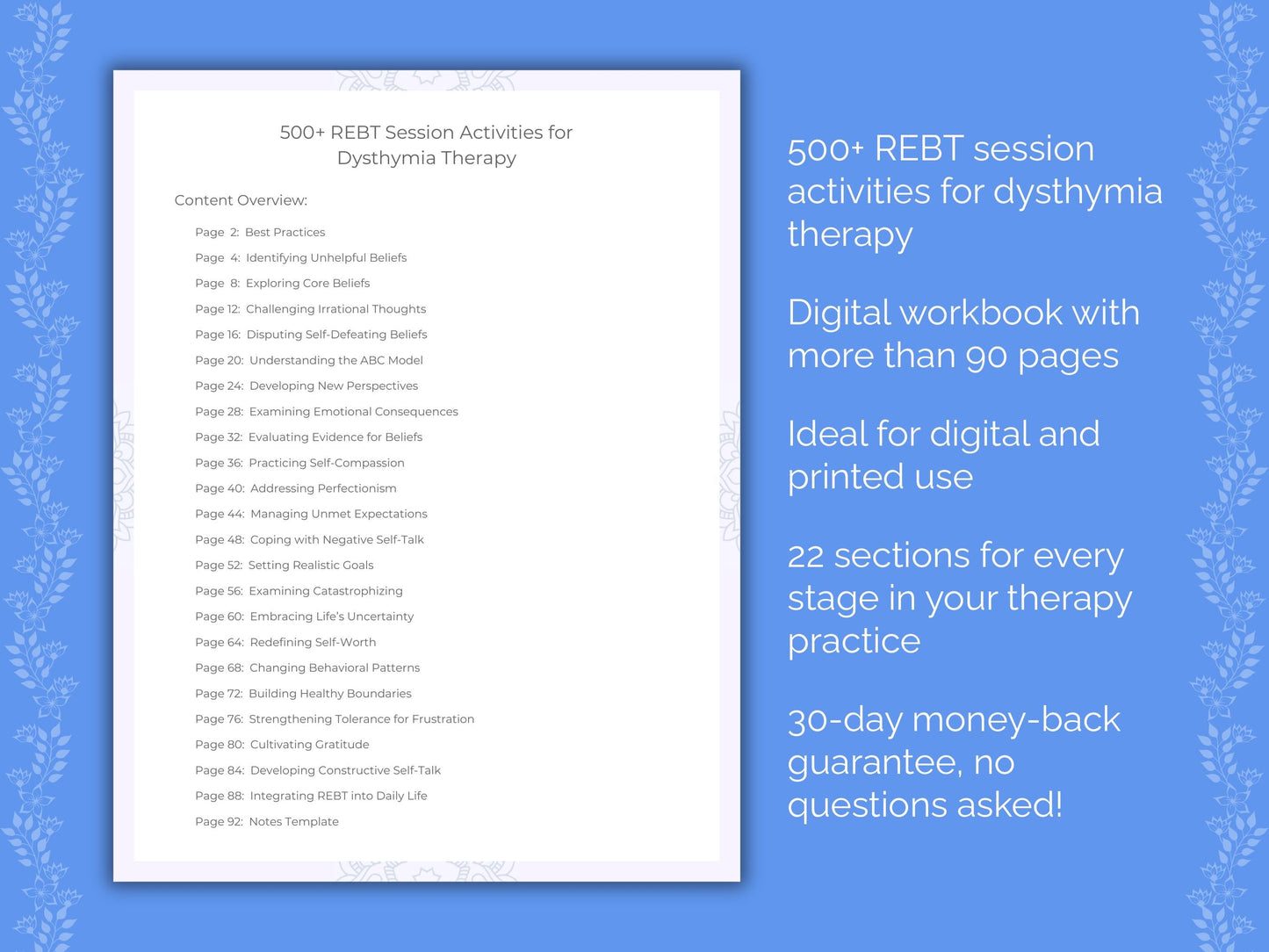 Dysthymia Rational Emotive Behavior Therapy (REBT) Therapist Worksheets