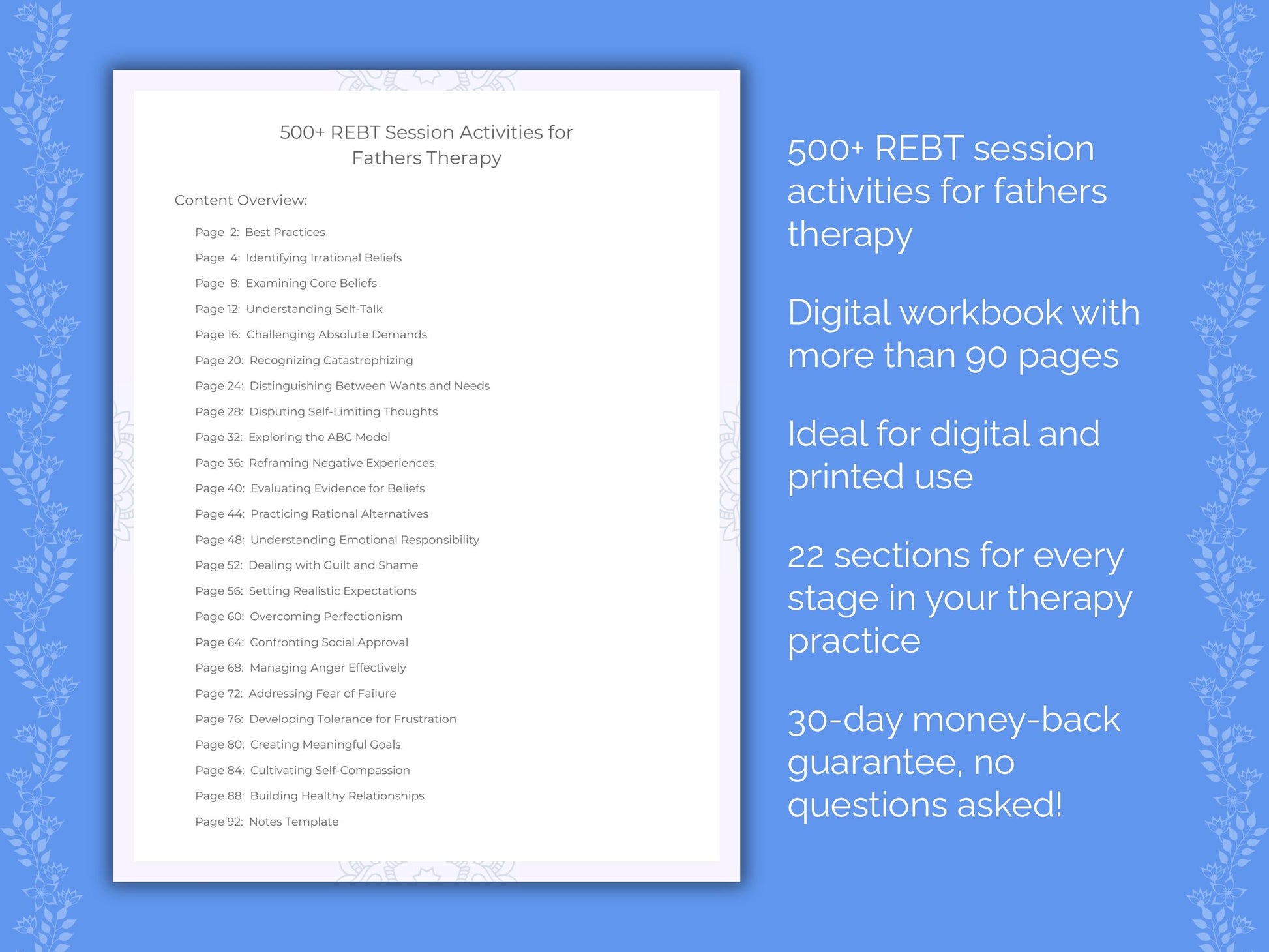 Fathers Rational Emotive Behavior Therapy (REBT) Therapist Worksheets