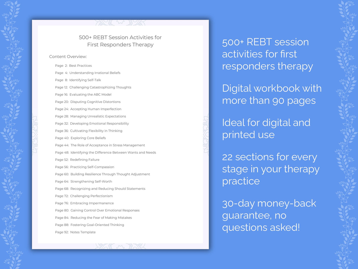 First Responders Rational Emotive Behavior Therapy (REBT) Therapist Worksheets