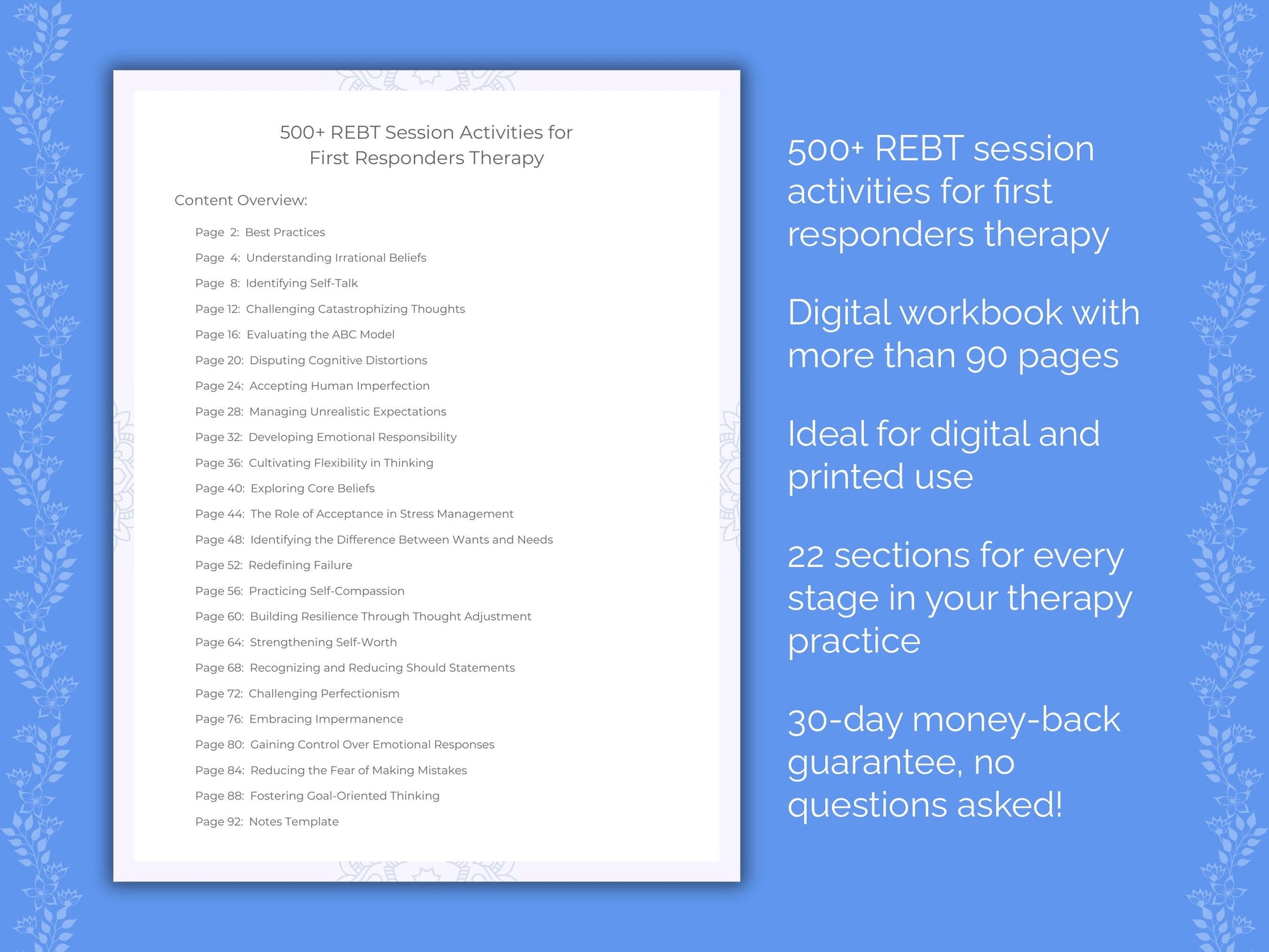 First Responders Rational Emotive Behavior Therapy (REBT) Therapist Worksheets