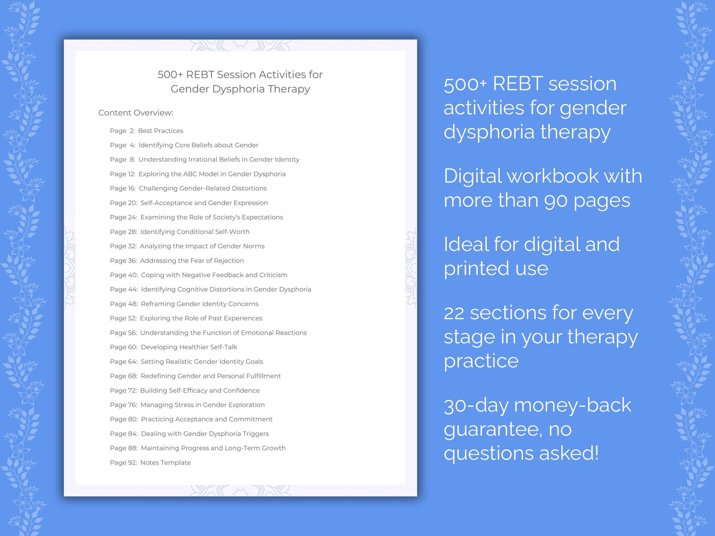 Gender Dysphoria Rational Emotive Behavior Therapy (REBT) Therapist Worksheets