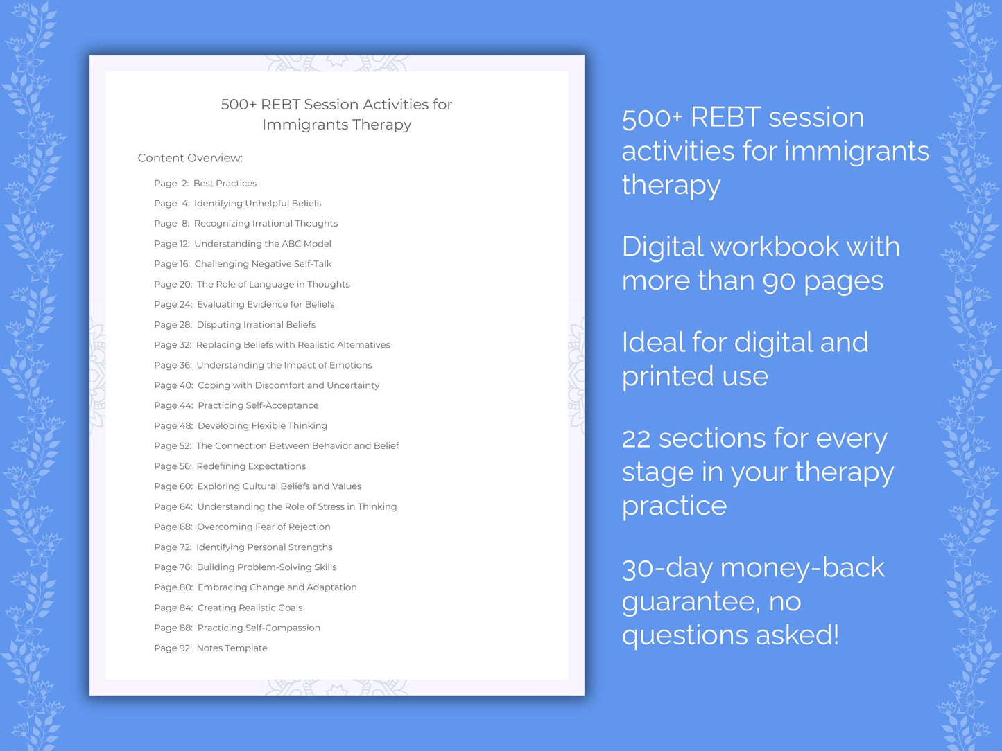 Immigrants Rational Emotive Behavior Therapy (REBT) Therapist Worksheets