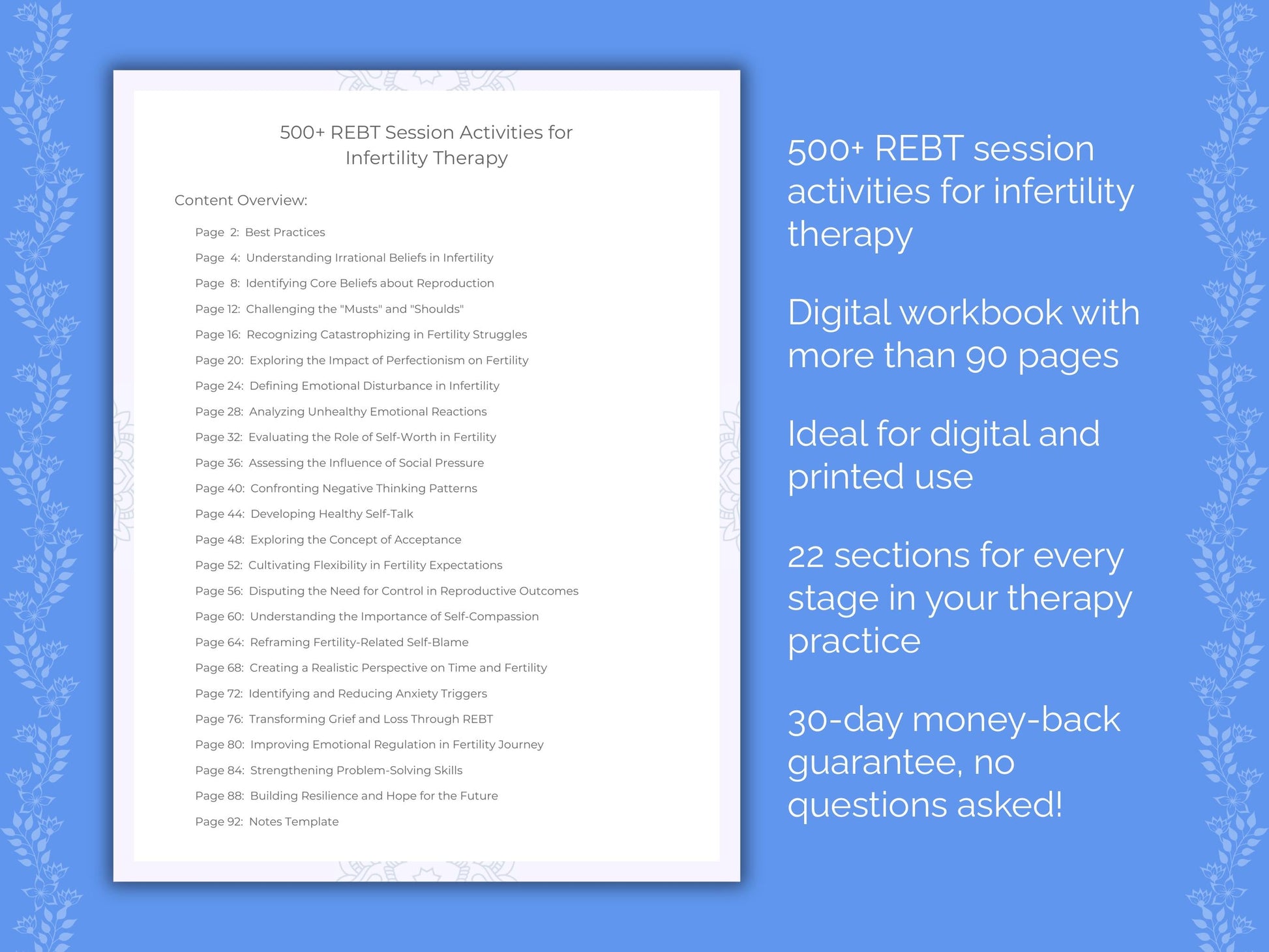 Infertility Rational Emotive Behavior Therapy (REBT) Therapist Worksheets