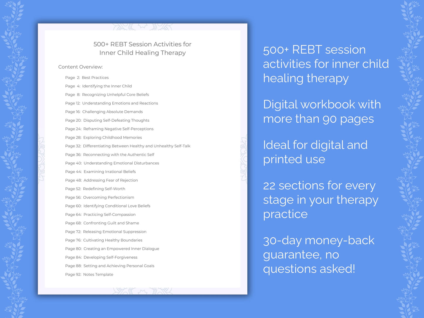 Inner Child Healing Rational Emotive Behavior Therapy (REBT) Therapist Worksheets