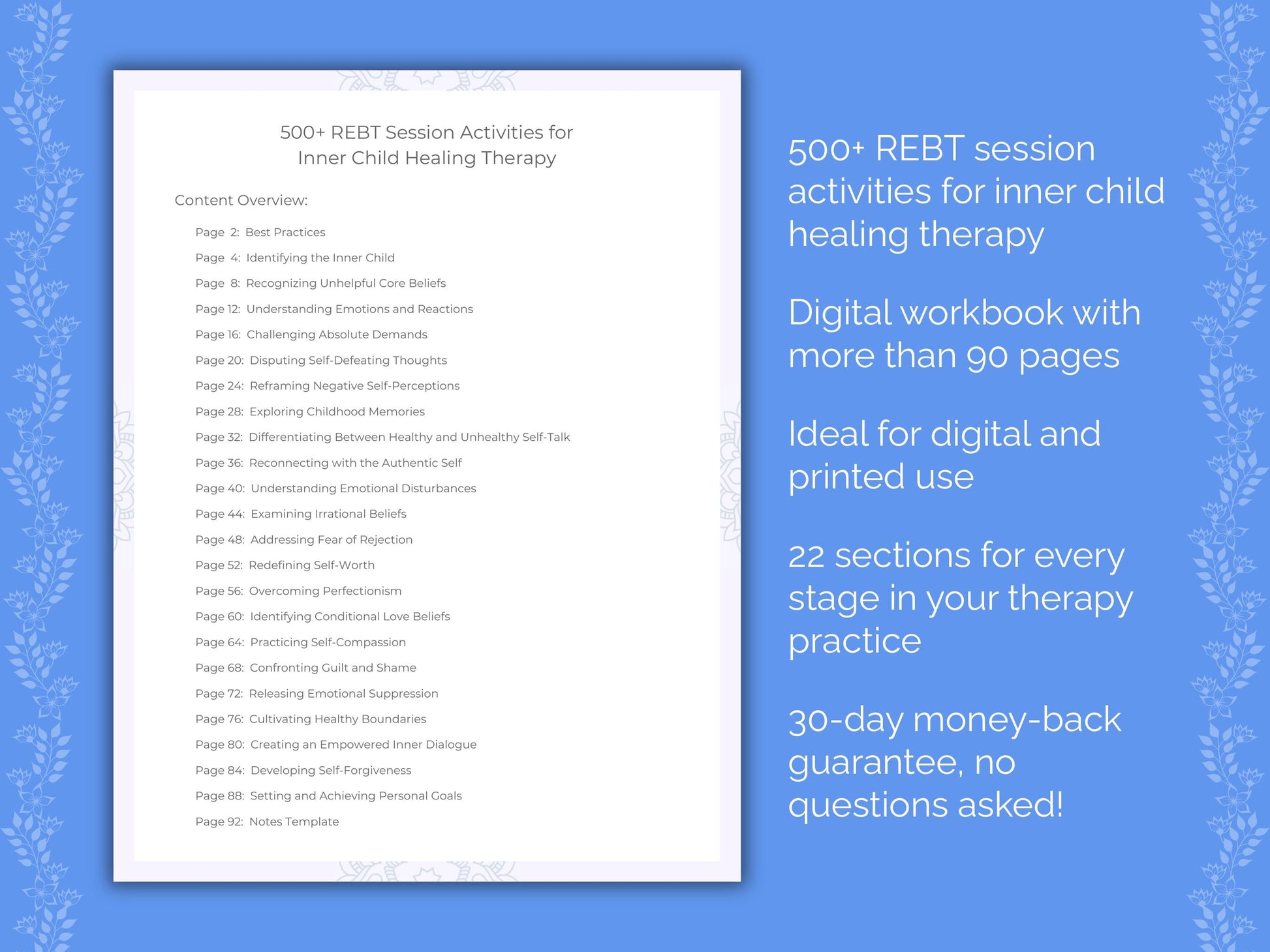 Inner Child Healing Rational Emotive Behavior Therapy (REBT) Therapist Worksheets