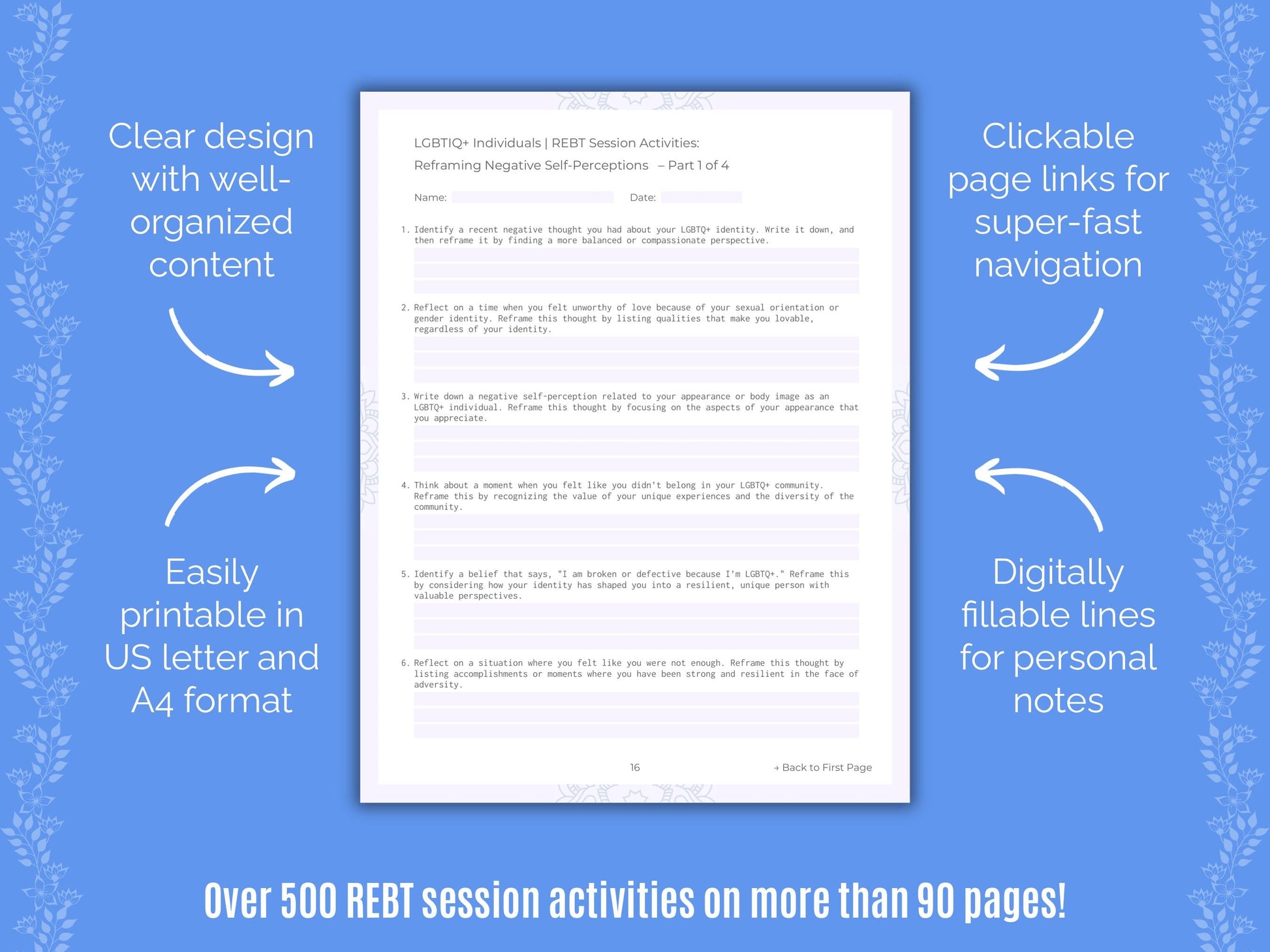 LGBTIQ+ Individuals Rational Emotive Behavior Therapy (REBT) Counseling Templates