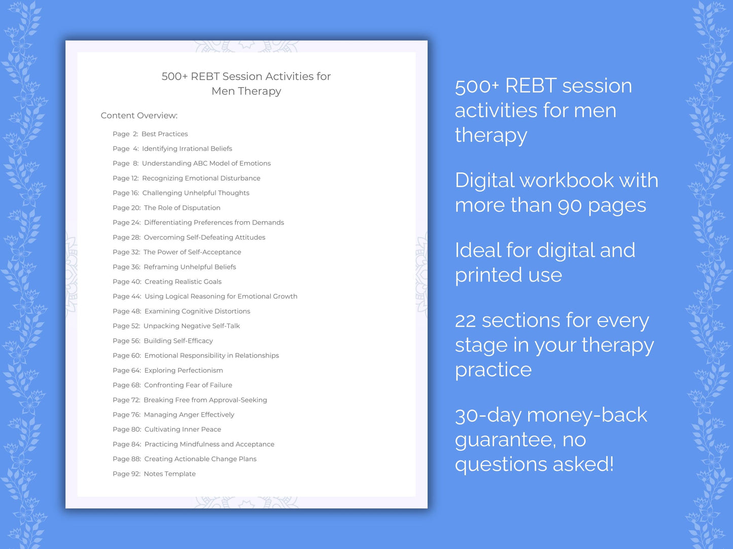 Men Rational Emotive Behavior Therapy (REBT) Therapist Worksheets
