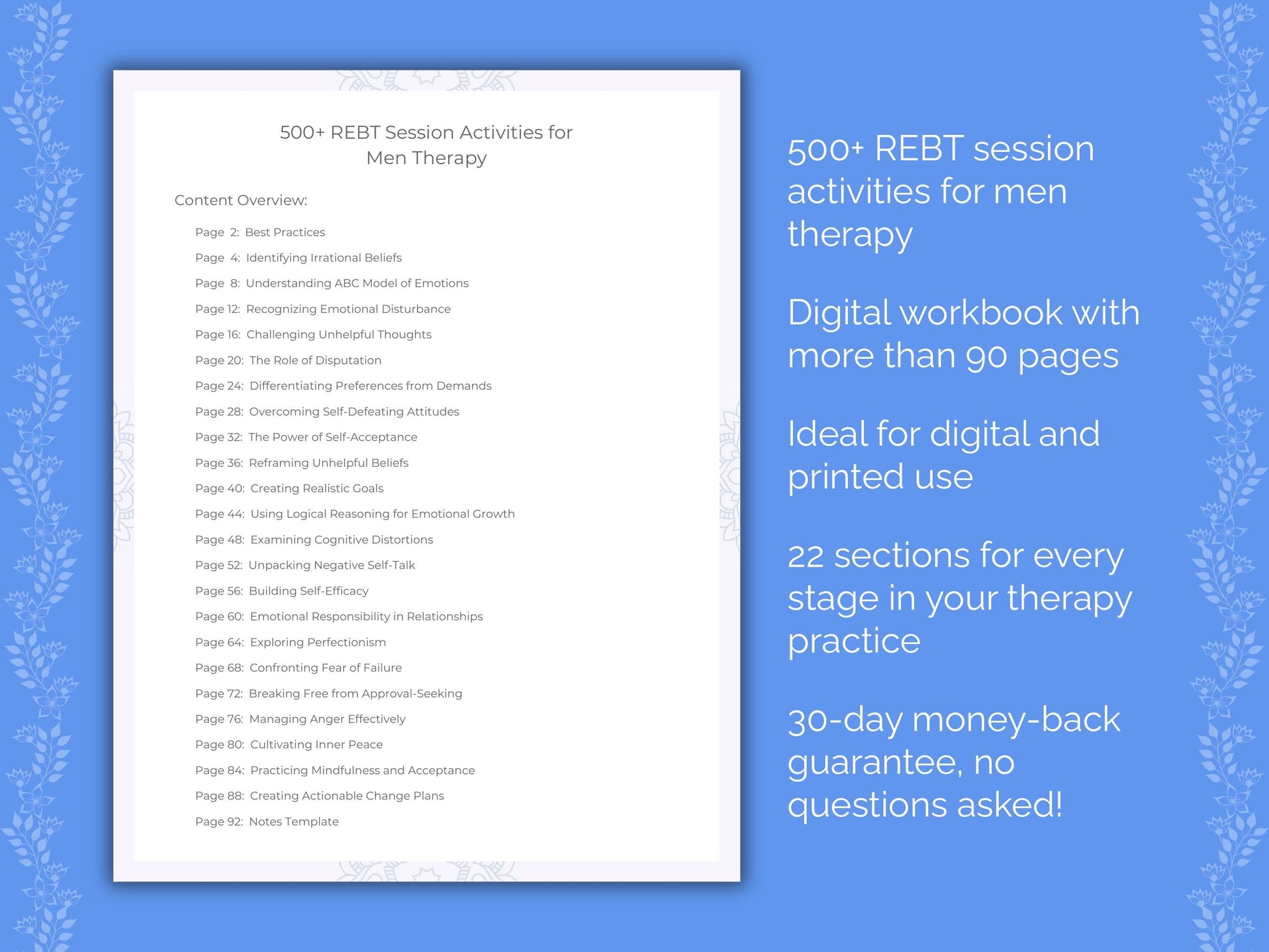 Men Rational Emotive Behavior Therapy (REBT) Therapist Worksheets