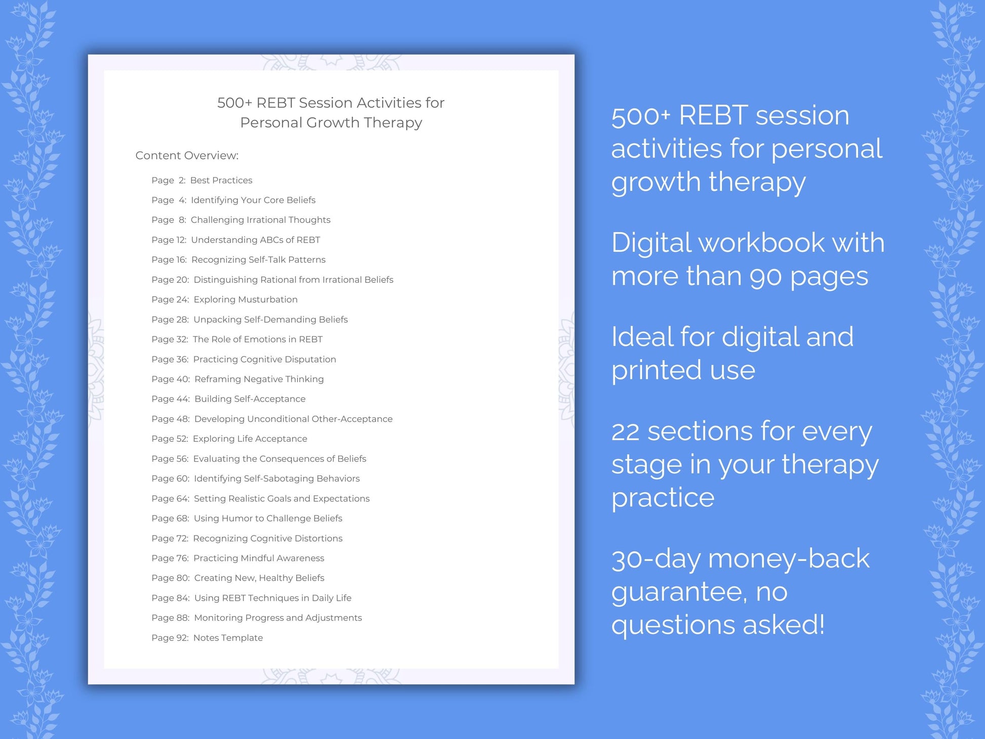 Personal Growth Rational Emotive Behavior Therapy (REBT) Therapist Worksheets