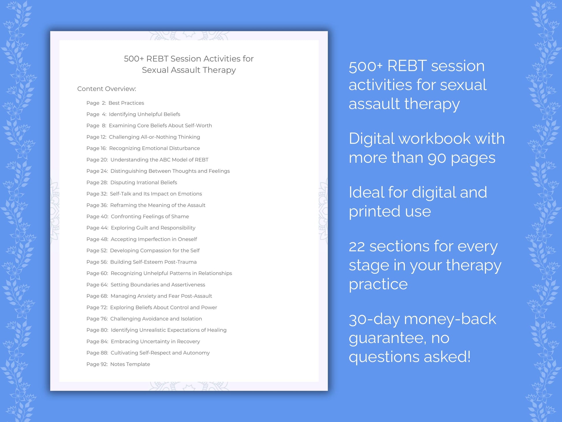 Sexual Assault Rational Emotive Behavior Therapy (REBT) Therapist Worksheets