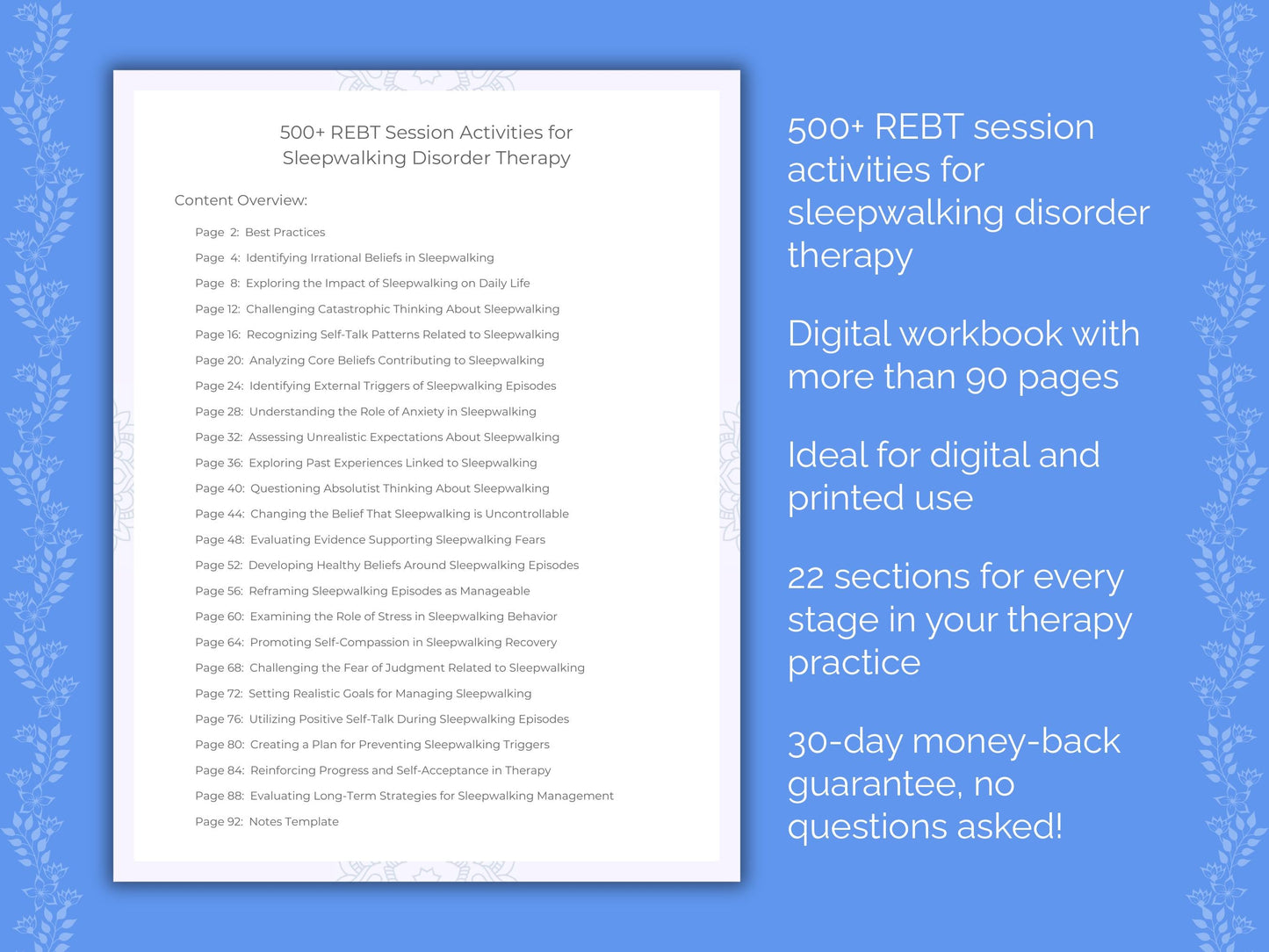 Sleepwalking Disorder Rational Emotive Behavior Therapy (REBT) Therapist Worksheets