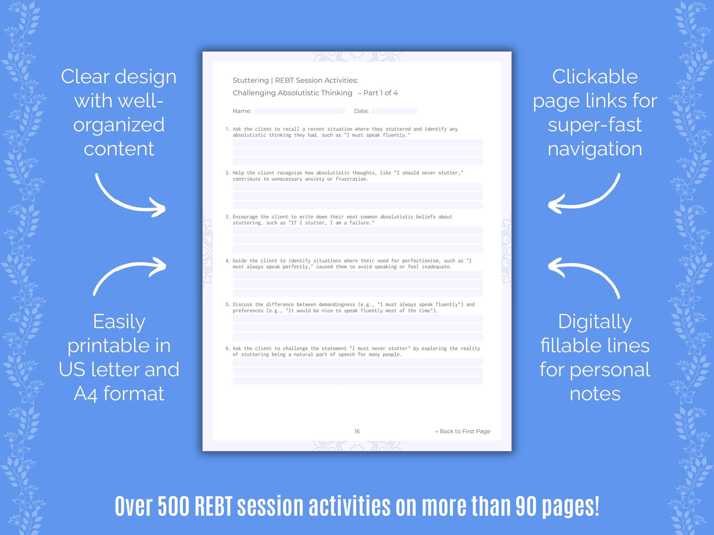 Stuttering Rational Emotive Behavior Therapy (REBT) Counseling Templates