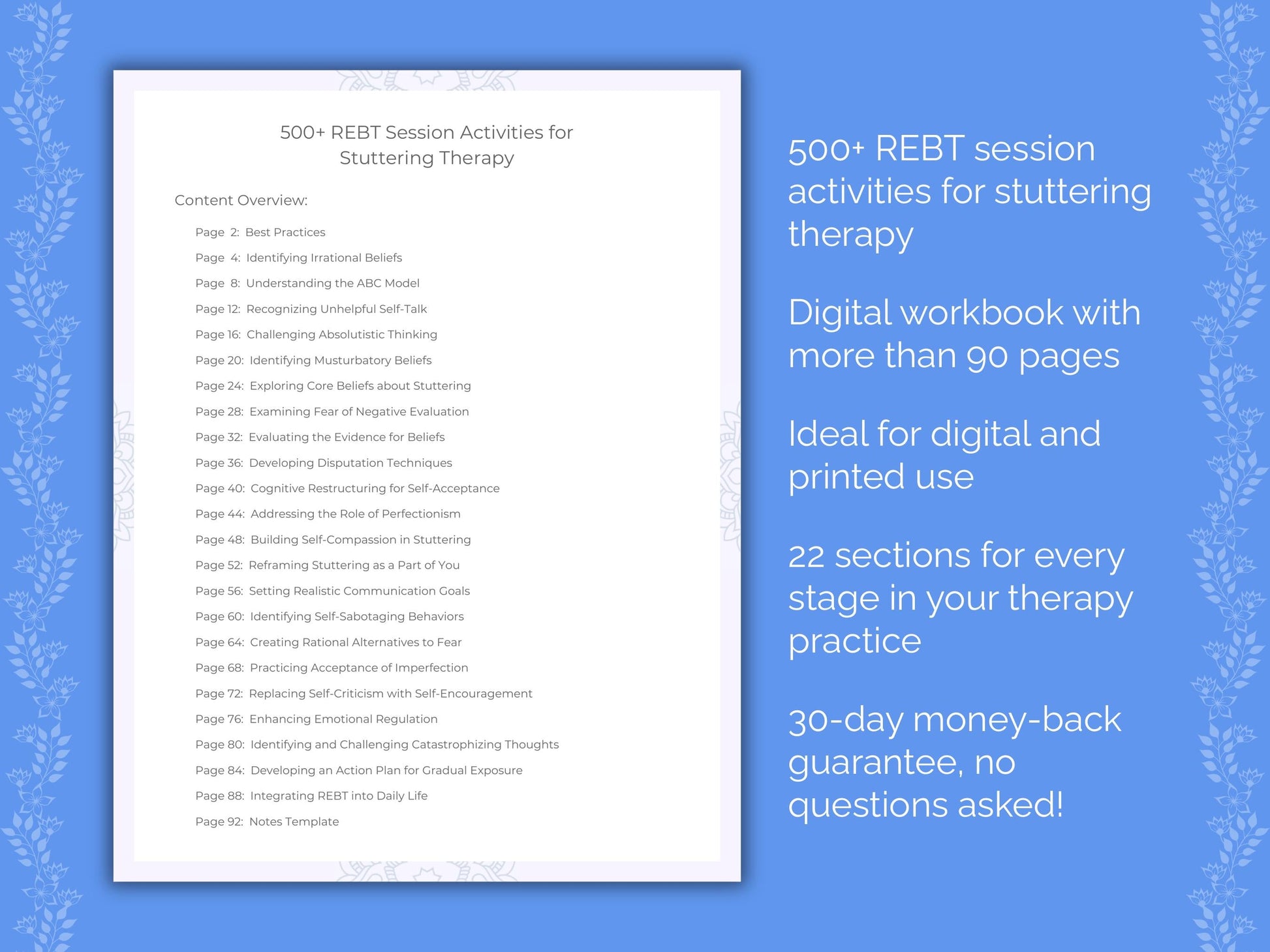 Stuttering Rational Emotive Behavior Therapy (REBT) Therapist Worksheets