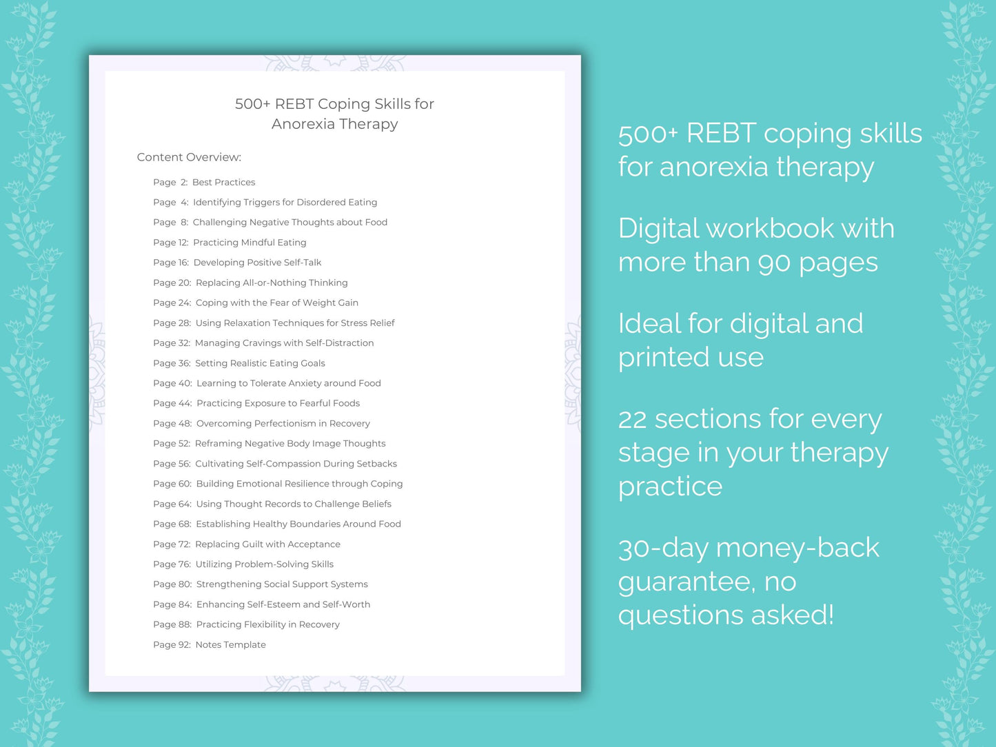 Anorexia Rational Emotive Behavior Therapy (REBT) Therapist Worksheets