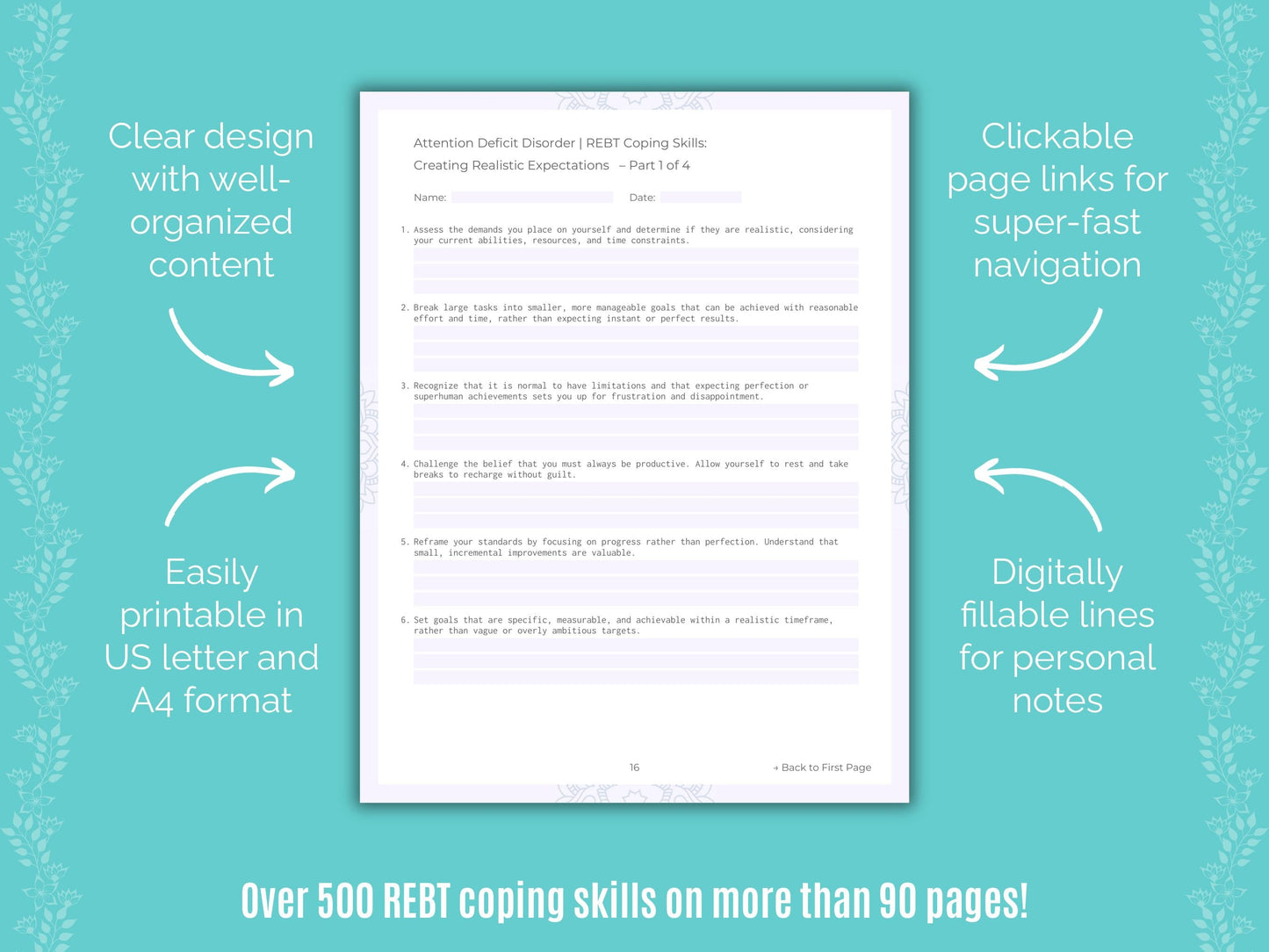 Attention Deficit Disorder (ADD) Rational Emotive Behavior Therapy (REBT) Counseling Templates