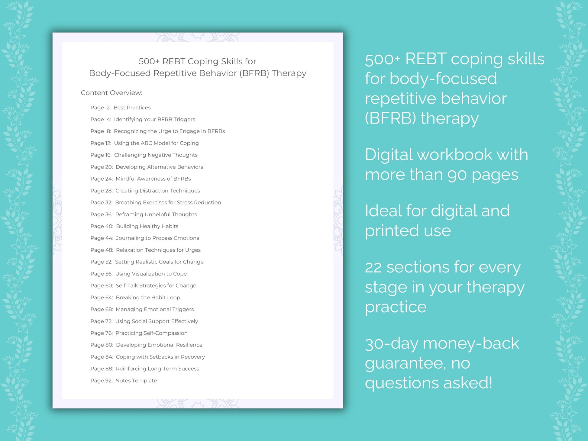 Body-Focused Repetitive Behavior (BFRB) Rational Emotive Behavior Therapy (REBT) Therapist Worksheets