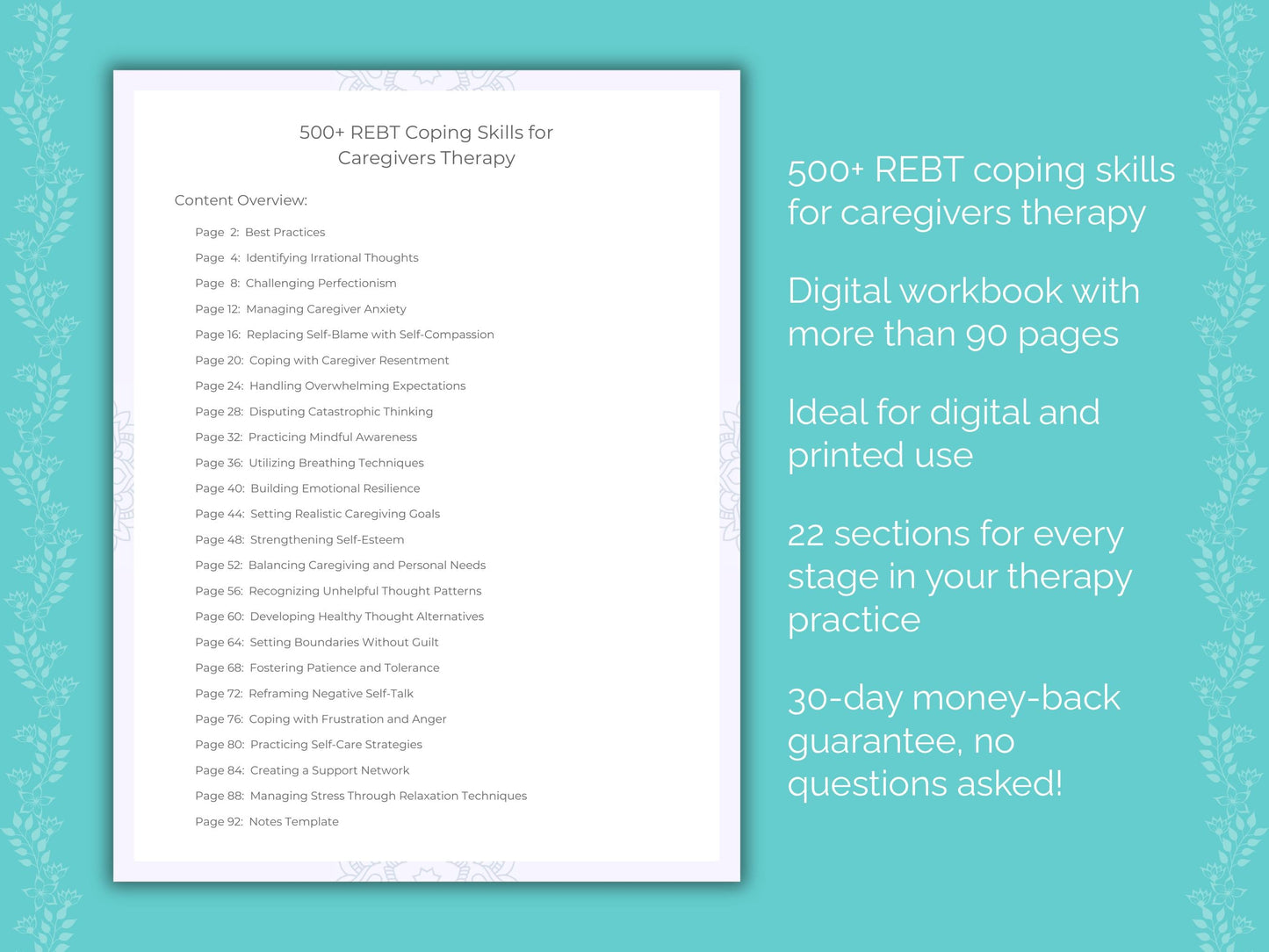 Caregivers Rational Emotive Behavior Therapy (REBT) Therapist Worksheets