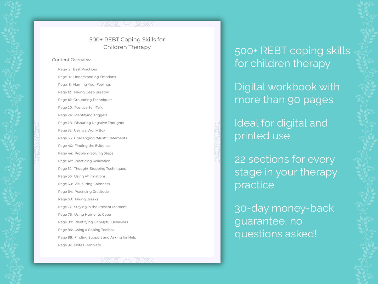Children Rational Emotive Behavior Therapy (REBT) Therapist Worksheets