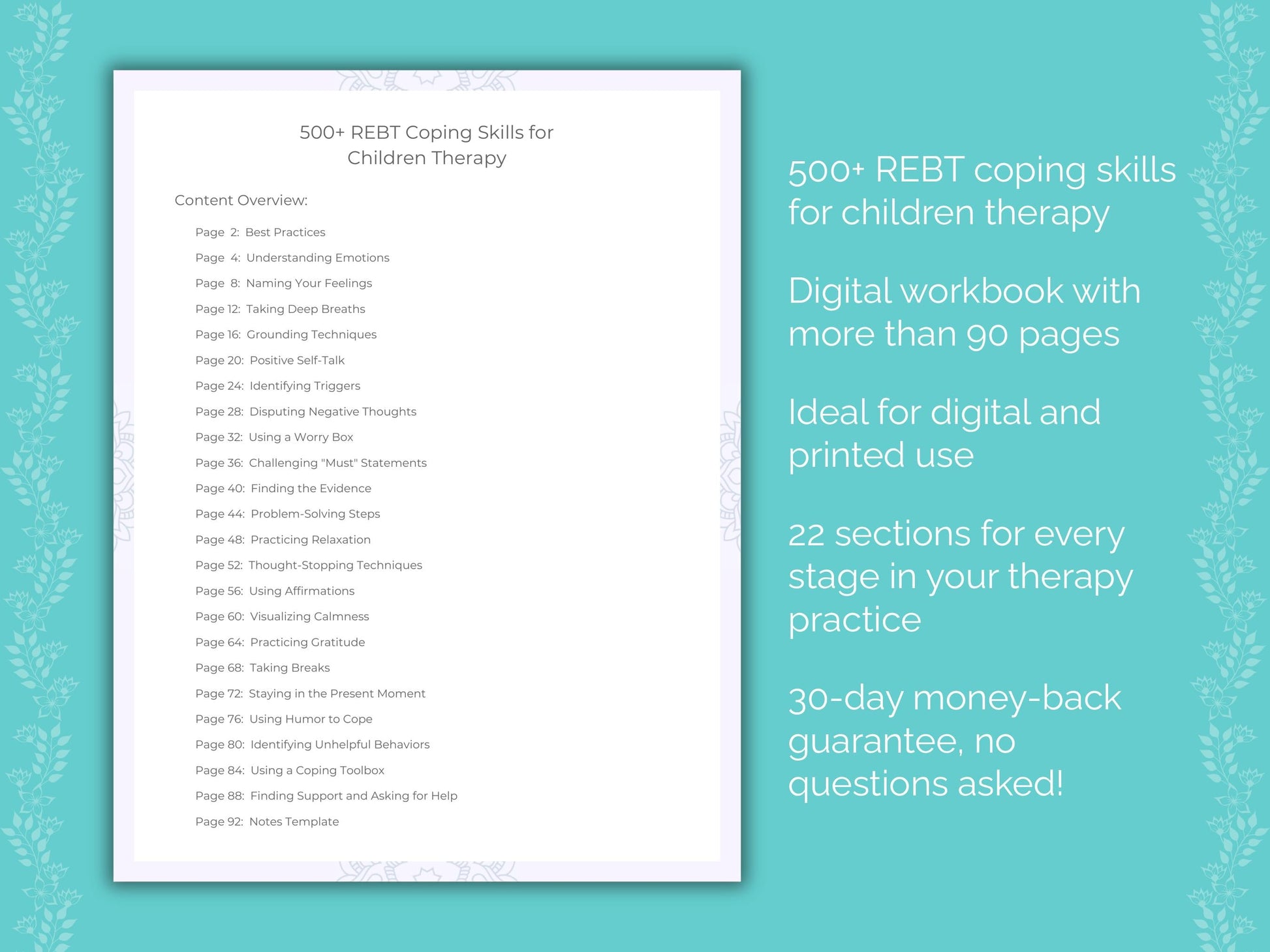 Children Rational Emotive Behavior Therapy (REBT) Therapist Worksheets