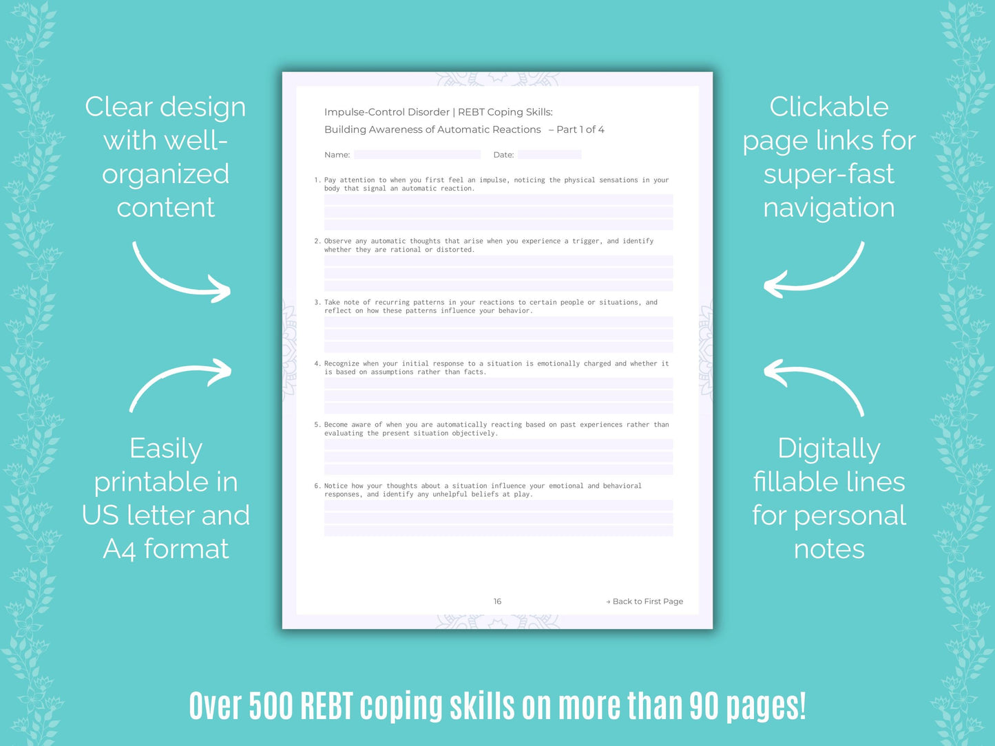 Impulse-Control Disorder (ICD) Rational Emotive Behavior Therapy (REBT) Counseling Templates