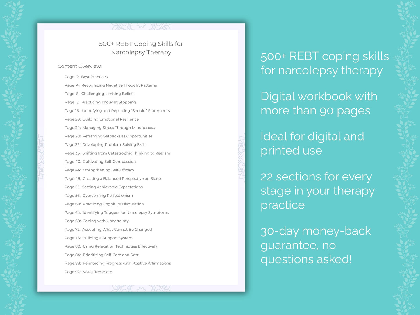 Narcolepsy Rational Emotive Behavior Therapy (REBT) Therapist Worksheets