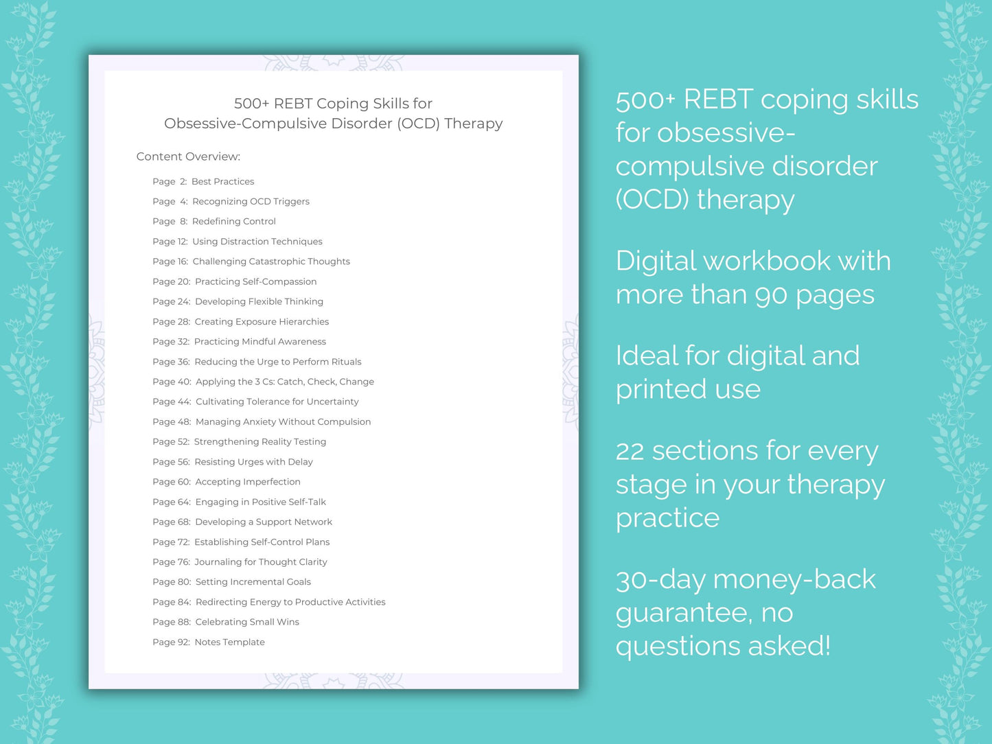 Obsessive-Compulsive Disorder (OCD) Rational Emotive Behavior Therapy (REBT) Therapist Worksheets