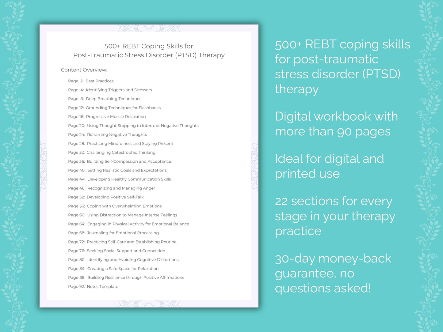 Post-Traumatic Stress Disorder (PTSD) Rational Emotive Behavior Therapy (REBT) Therapist Worksheets