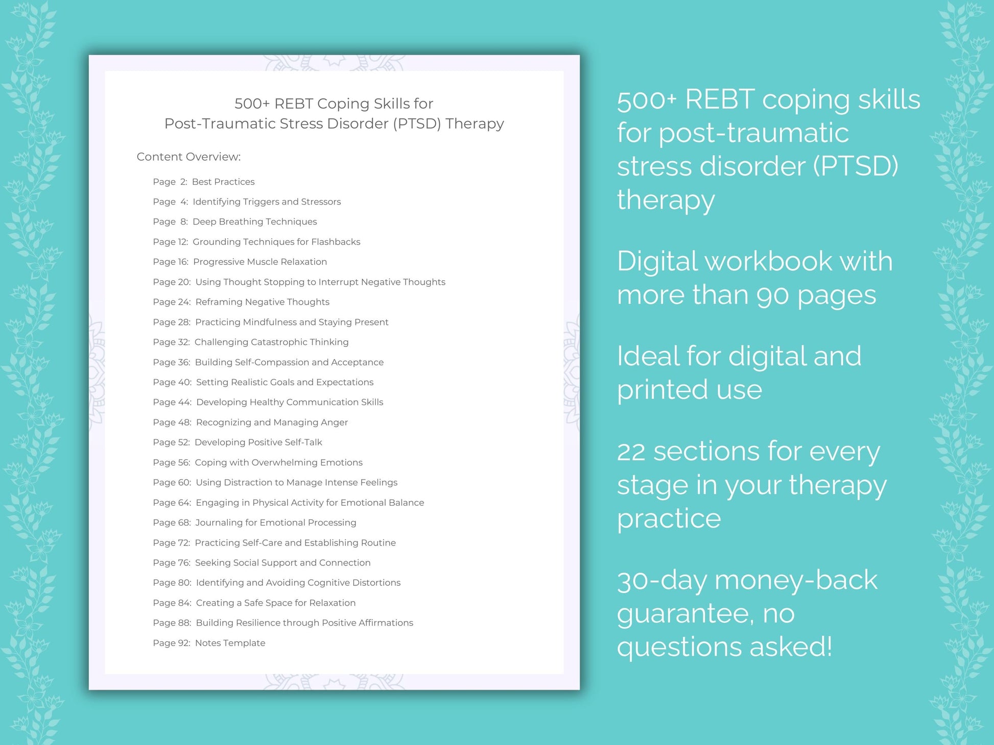 Post-Traumatic Stress Disorder (PTSD) Rational Emotive Behavior Therapy (REBT) Therapist Worksheets