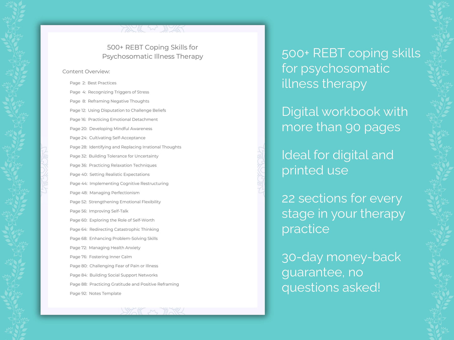 Psychosomatic Illness Rational Emotive Behavior Therapy (REBT) Therapist Worksheets