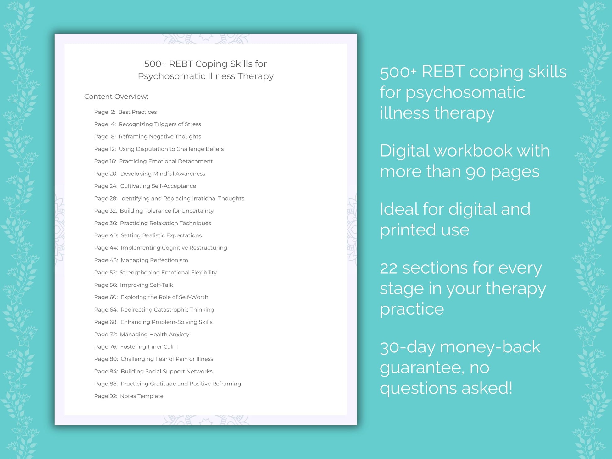 Psychosomatic Illness Rational Emotive Behavior Therapy (REBT) Therapist Worksheets