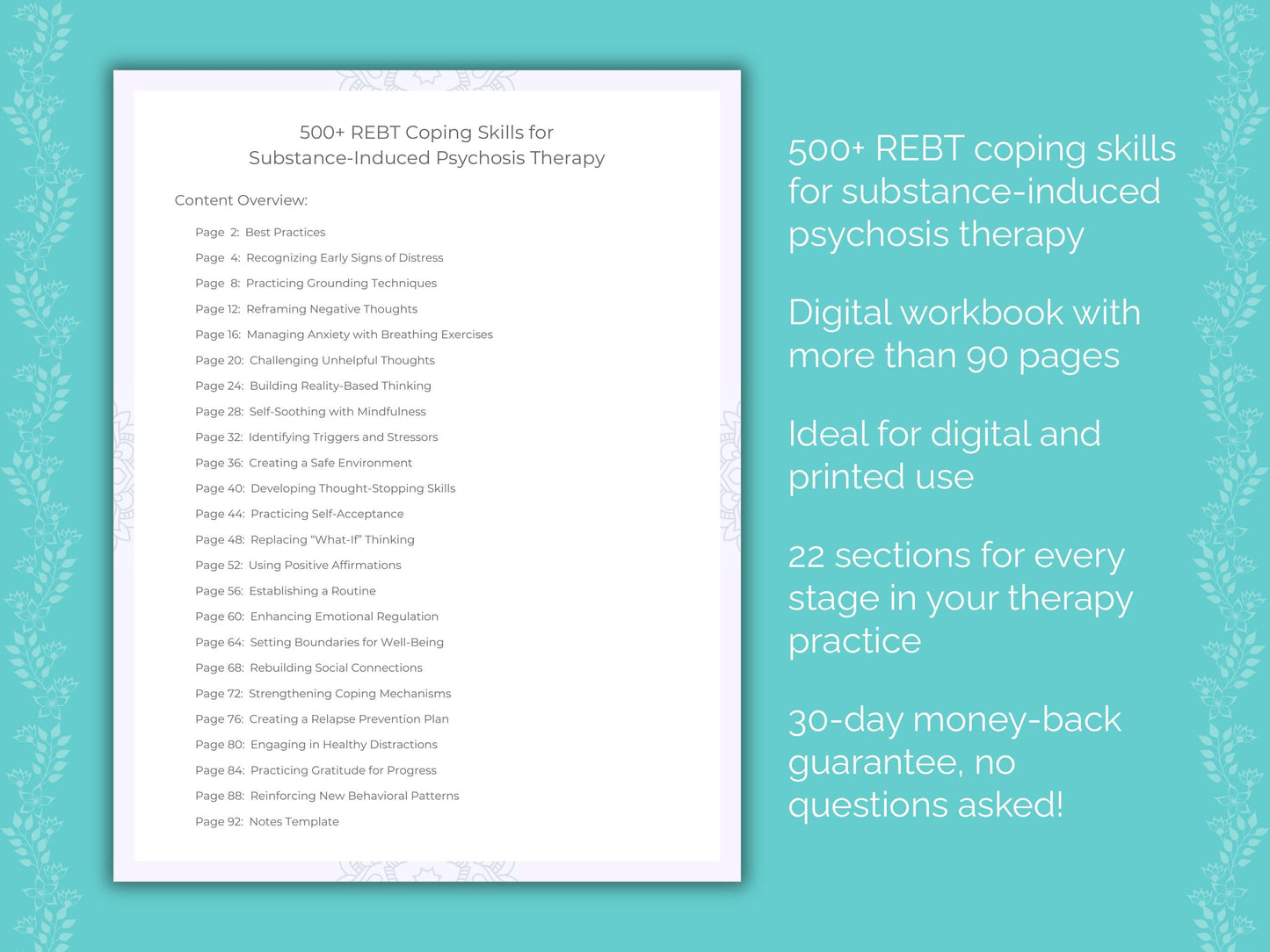 Substance-Induced Psychosis Rational Emotive Behavior Therapy (REBT) Therapist Worksheets