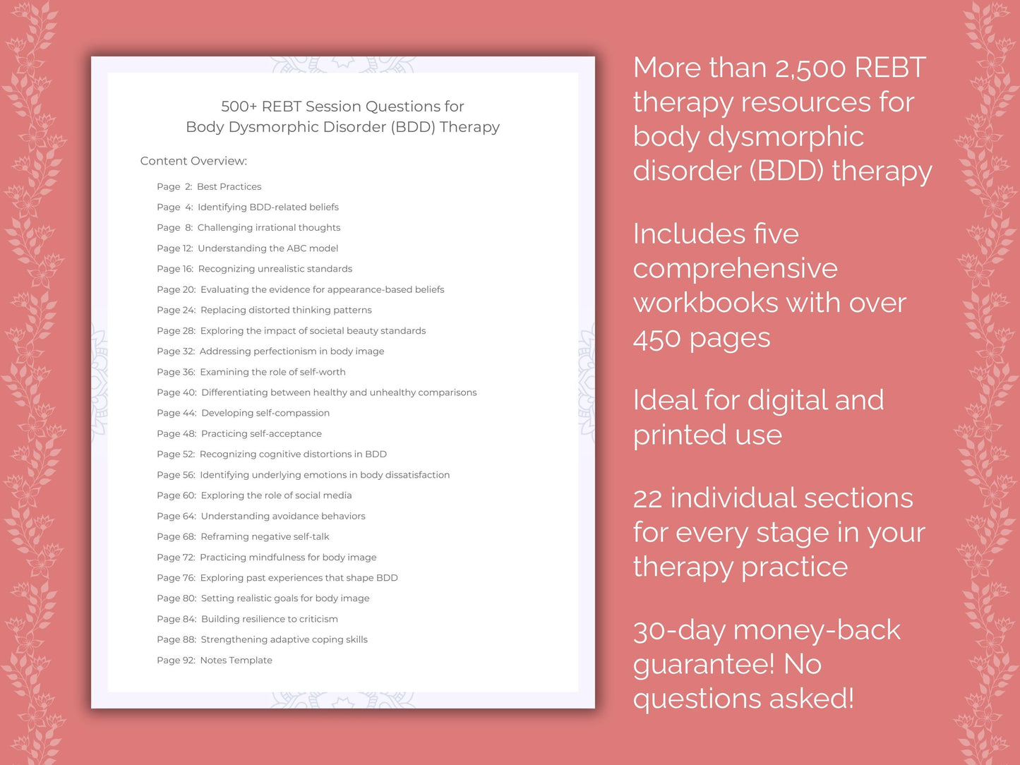 Body Dysmorphic Disorder (BDD) Rational Emotive Behavior Therapy (REBT) Therapist Worksheets