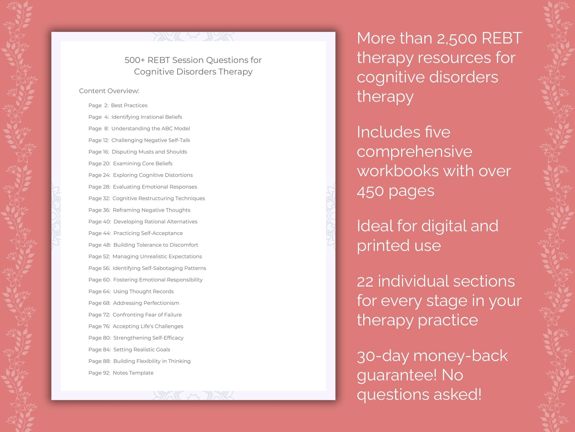 Cognitive Disorders Rational Emotive Behavior Therapy (REBT) Therapist Worksheets