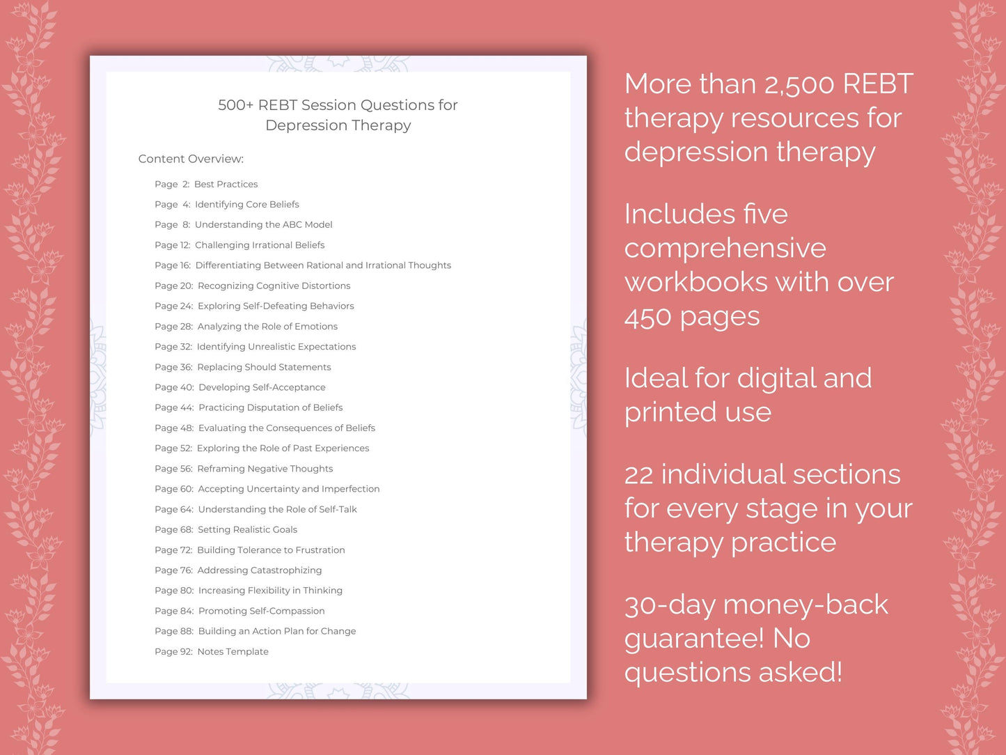 Depression Rational Emotive Behavior Therapy (REBT) Therapist Worksheets