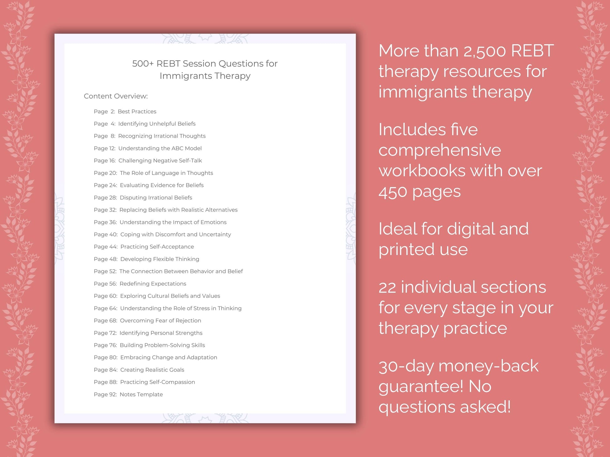 Immigrants Rational Emotive Behavior Therapy (REBT) Therapist Worksheets