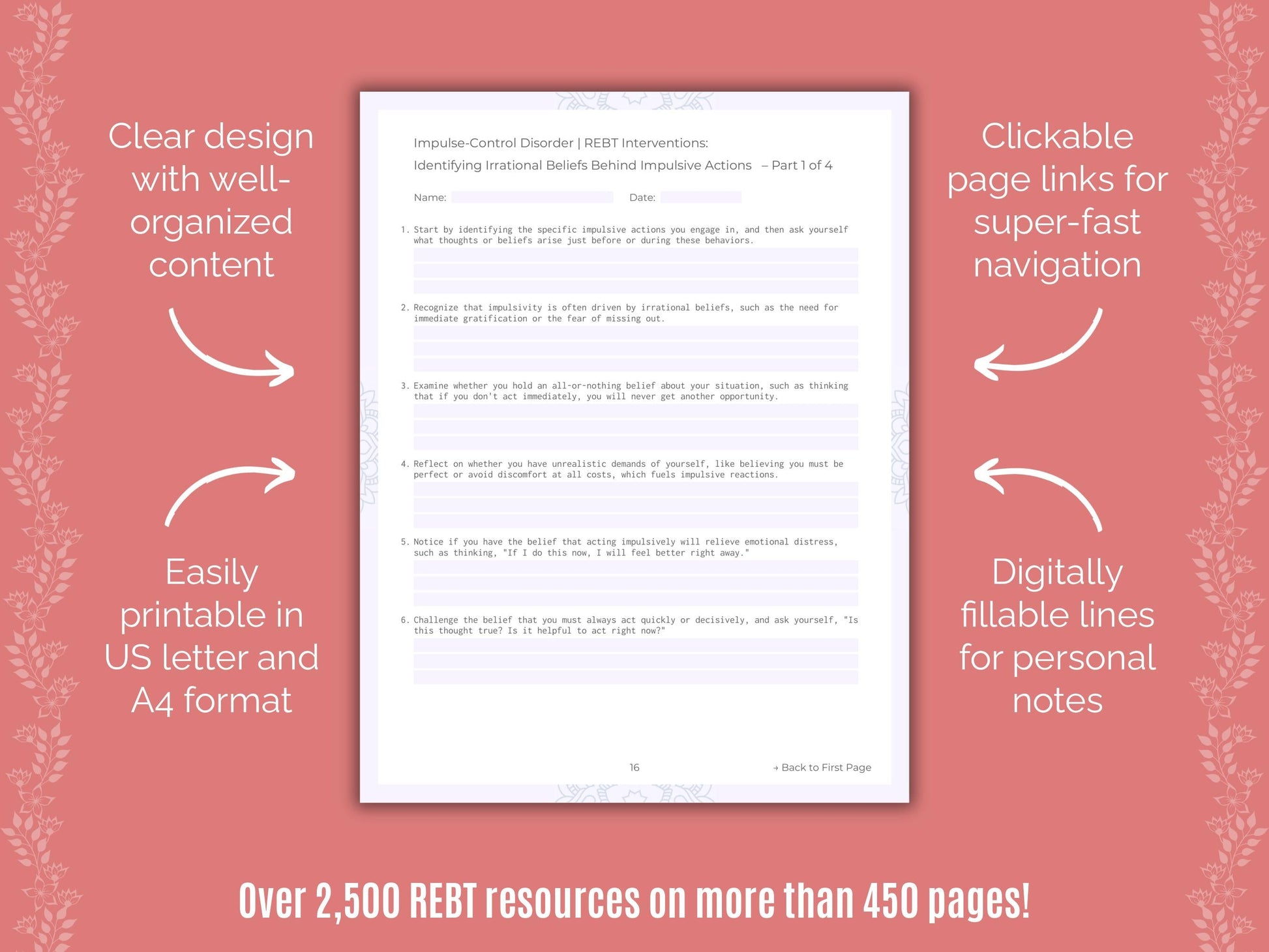 Impulse-Control Disorder (ICD) Rational Emotive Behavior Therapy (REBT) Counseling Templates