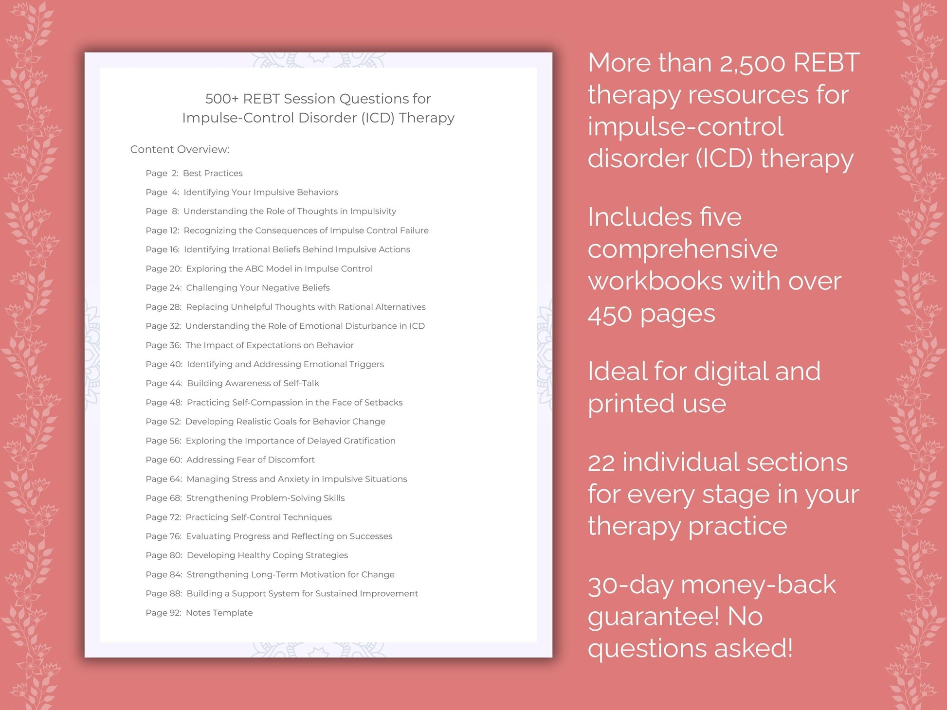 Impulse-Control Disorder (ICD) Rational Emotive Behavior Therapy (REBT) Therapist Worksheets