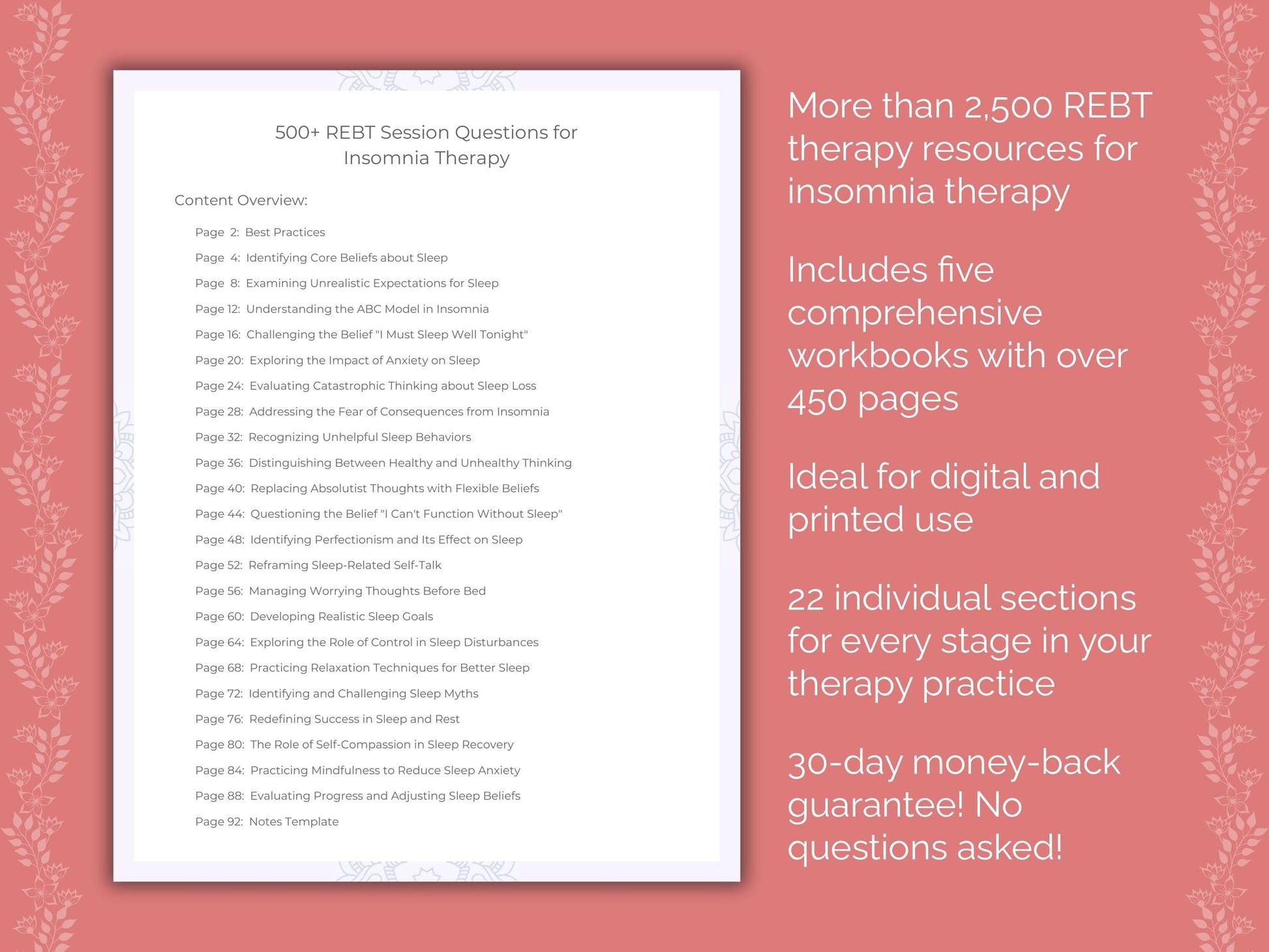 Insomnia Rational Emotive Behavior Therapy (REBT) Therapist Worksheets